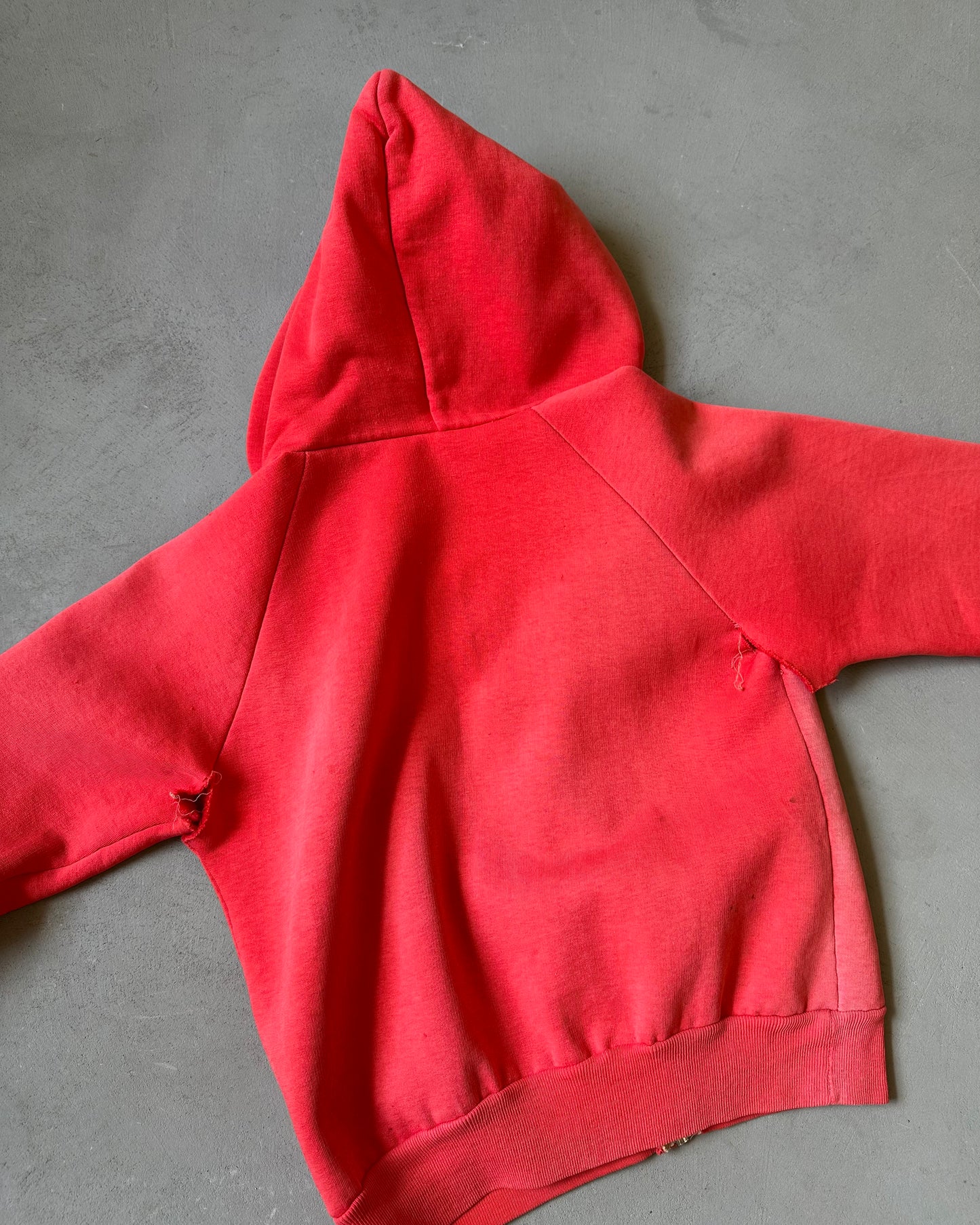 1960s - Distressed Red Women's Zip Up Hoodie - (W)XXS