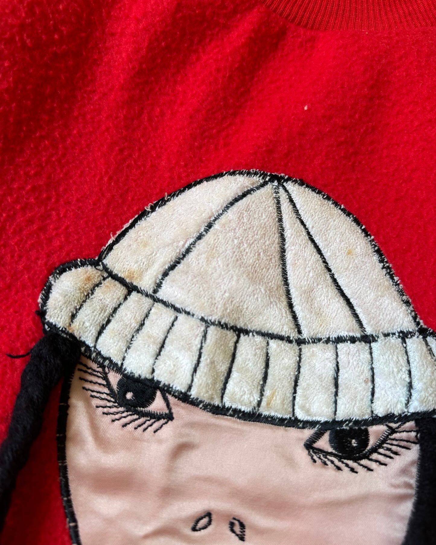 1970s - Red "Braids" Women's Crewneck - (W)XS