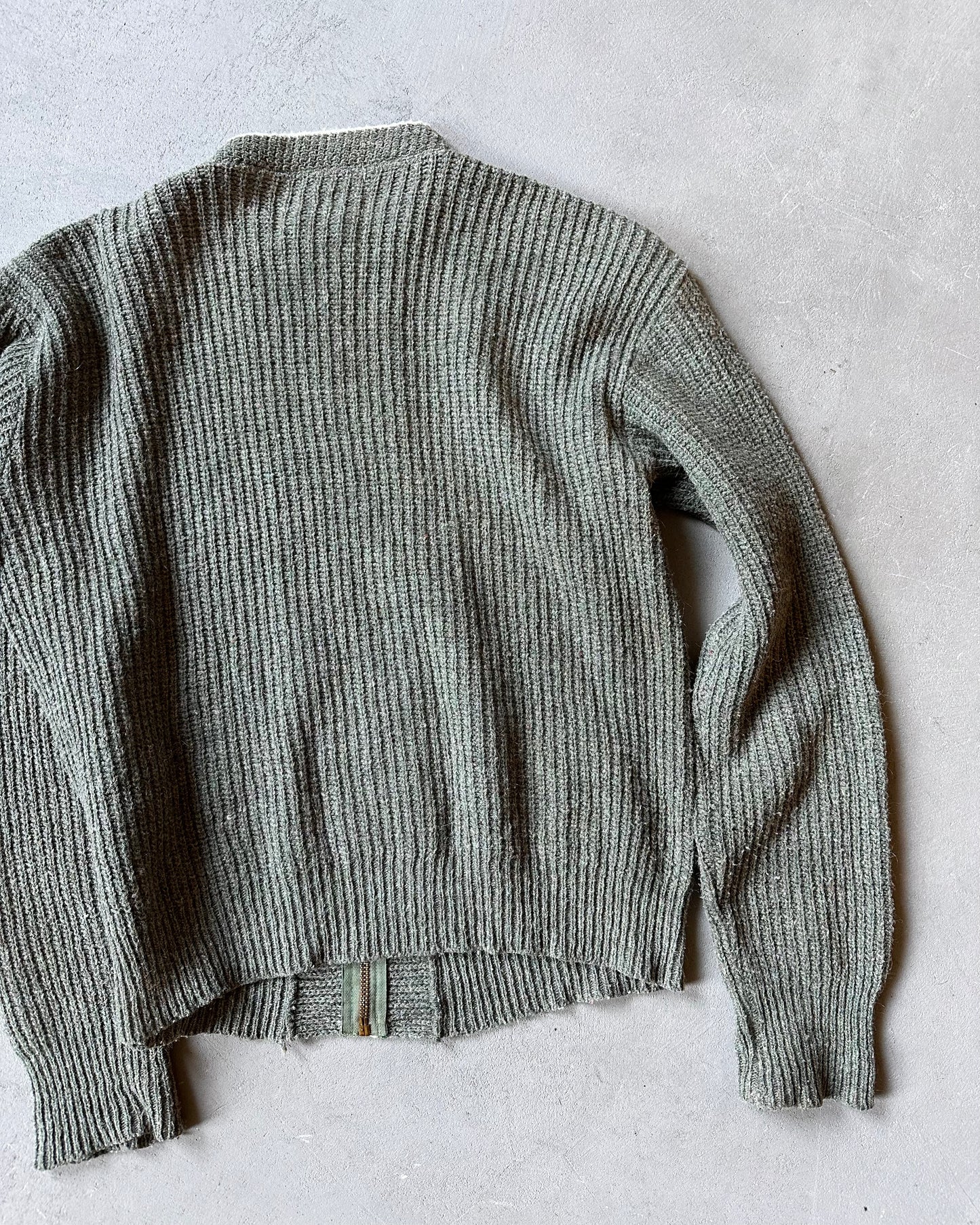 1960s - Sage Green New Yorker Zip Cardigan - M