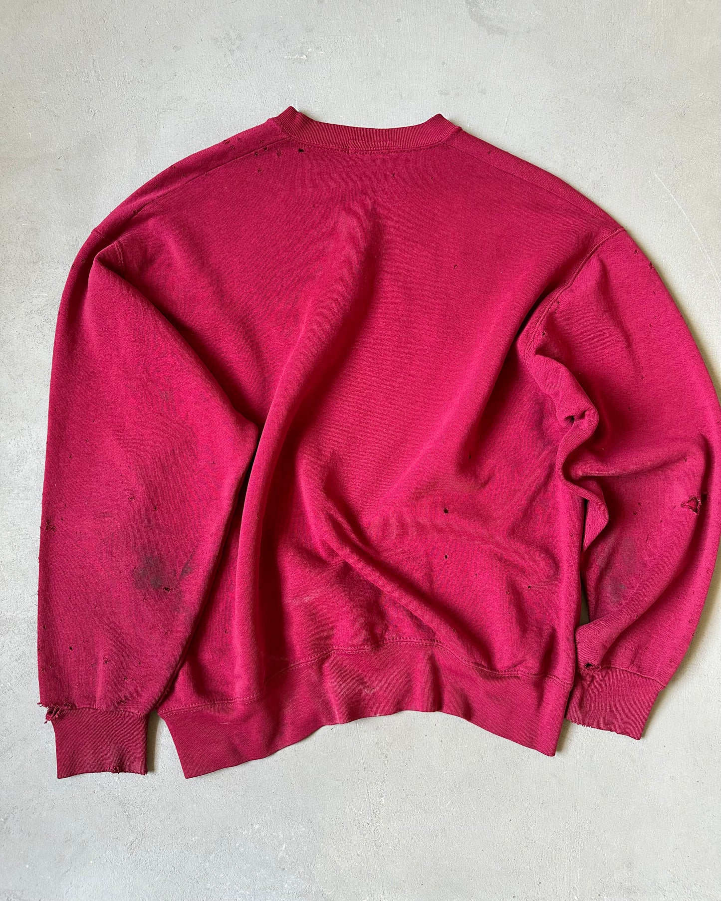 1990s - Distressed Burgundy Polo RL Crewneck - L/XL