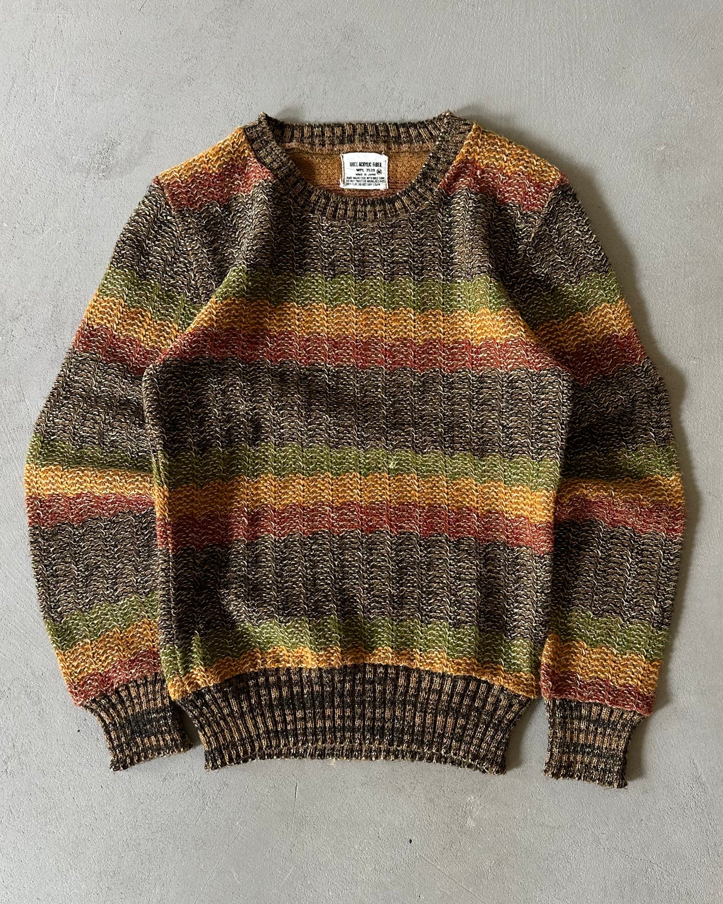 1970s - Green/Yellow Striped Sweater - XS