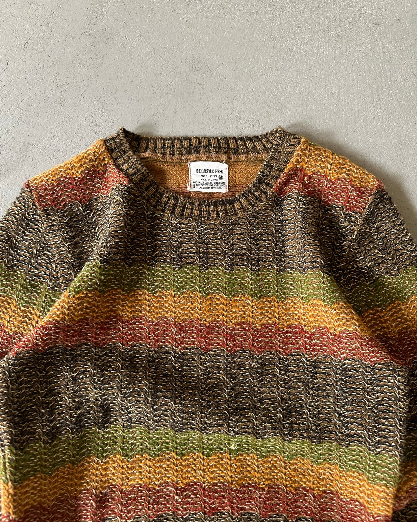 1970s - Green/Yellow Striped Sweater - XS