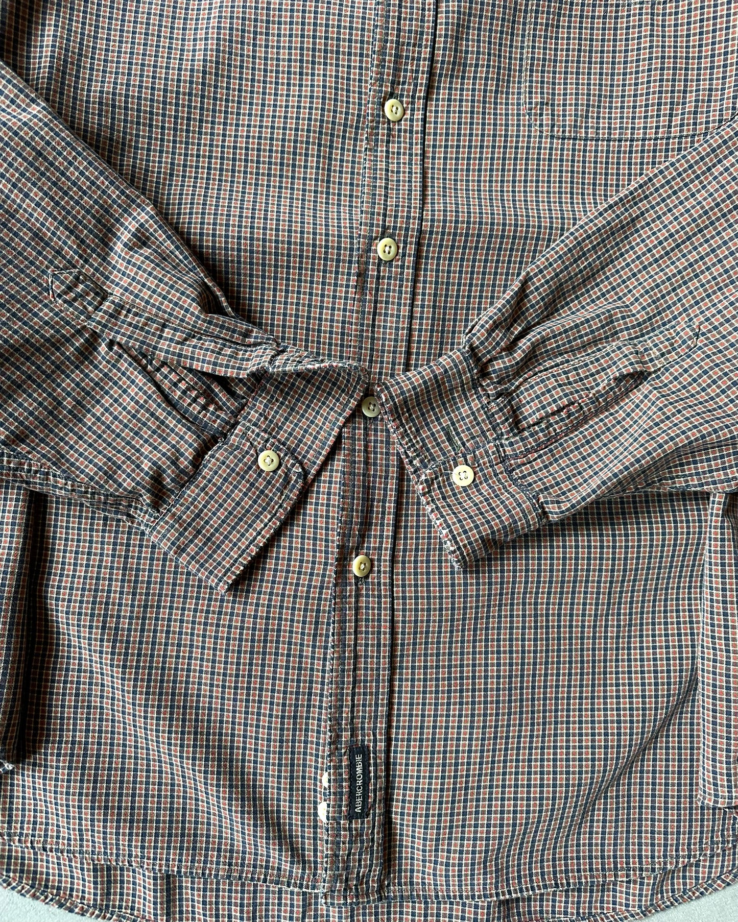 2000s - Navy/Red Abercrombie & Fitch Plaid Shirt - XXL