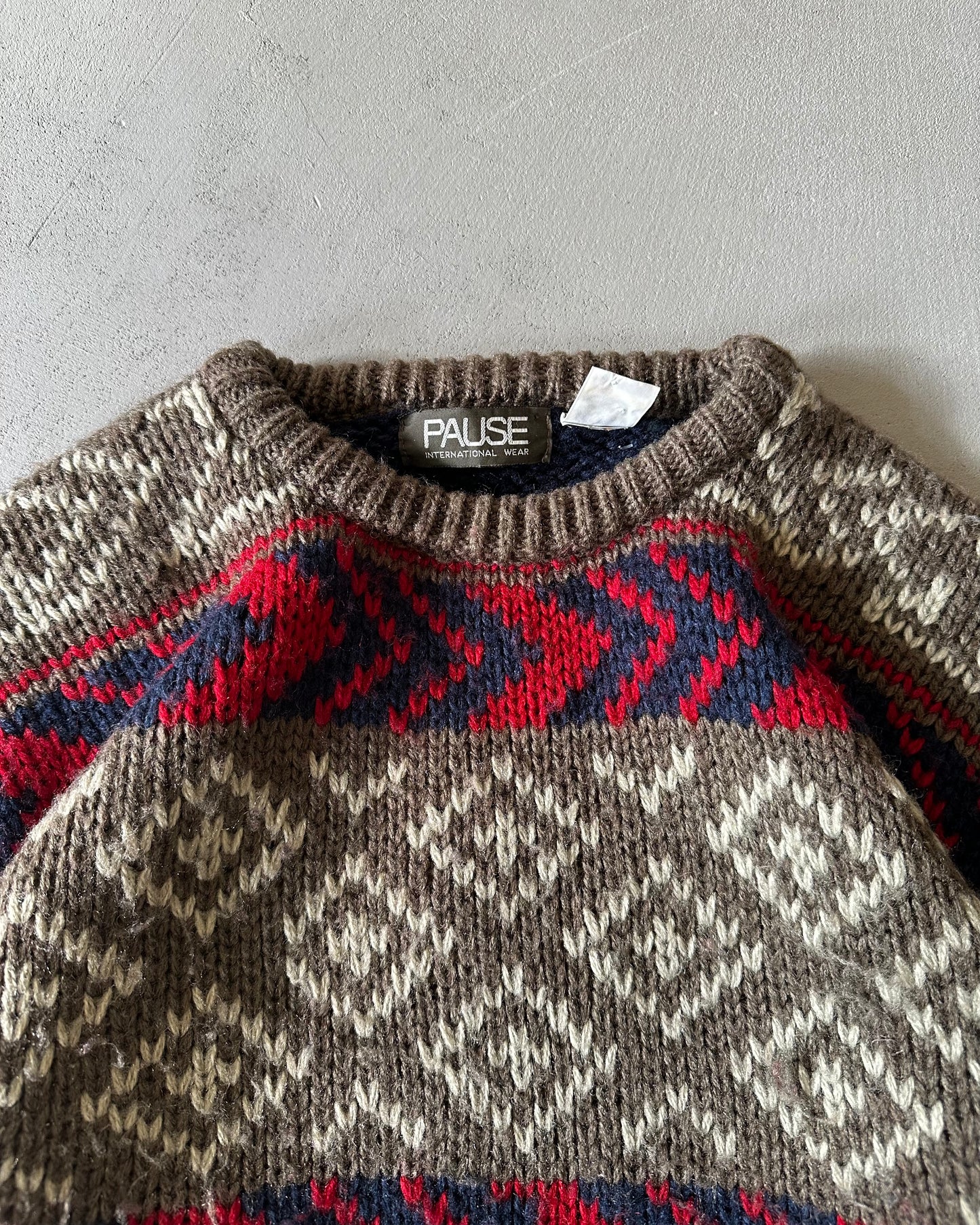 1990s - Blue/Brown Pause Sweater - M