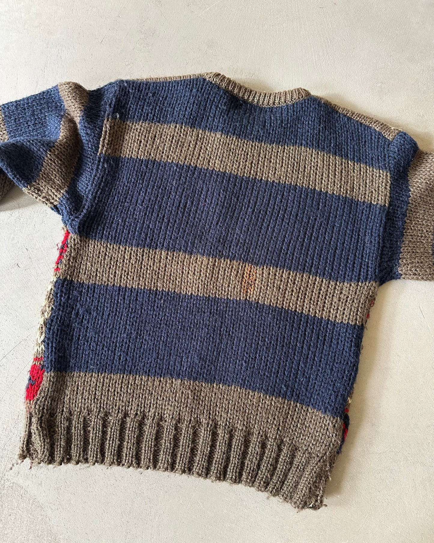 1990s - Blue/Brown Pause Sweater - M