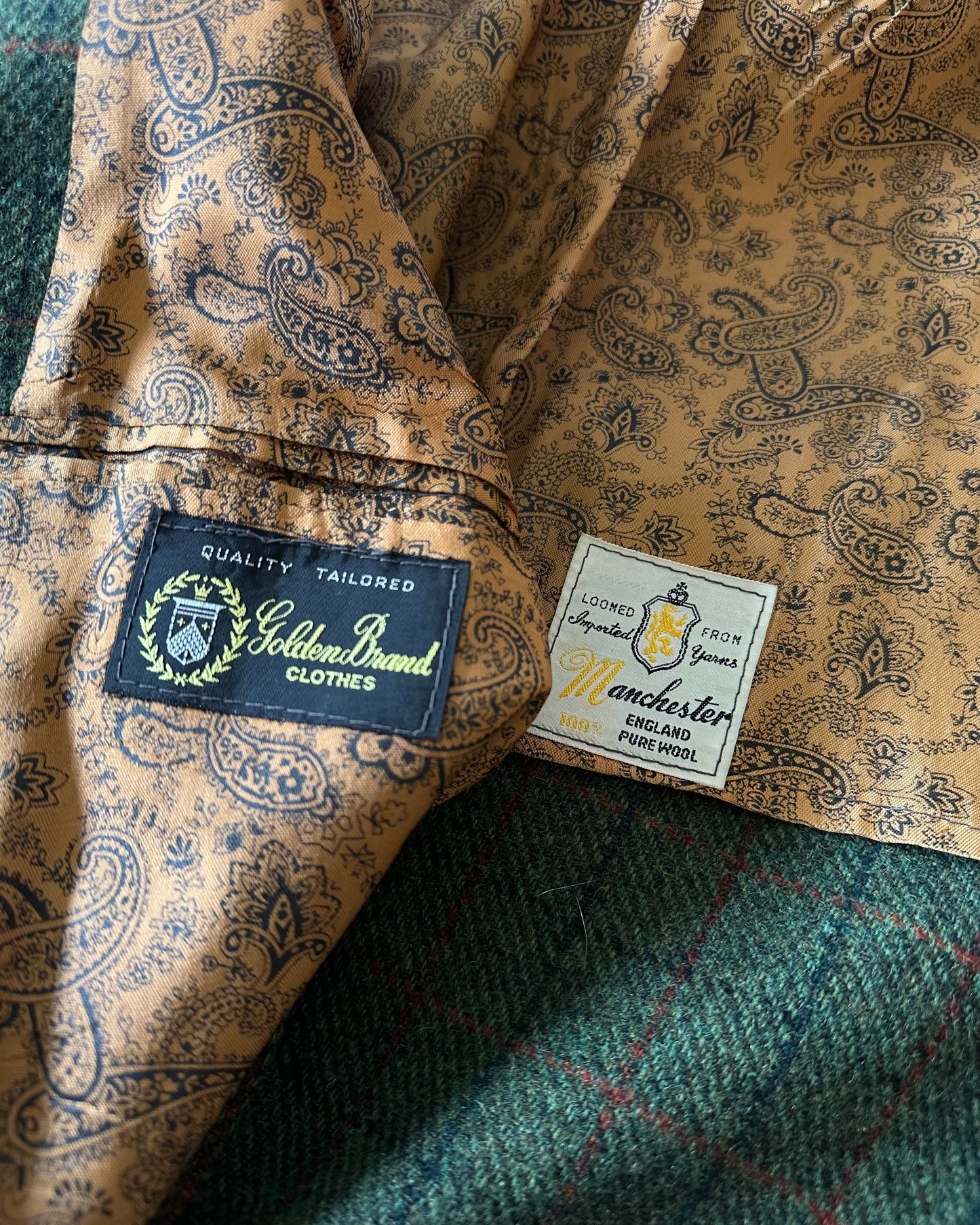1950s - Green/Orange Plaid Tweed Blazer - 40(Short)
