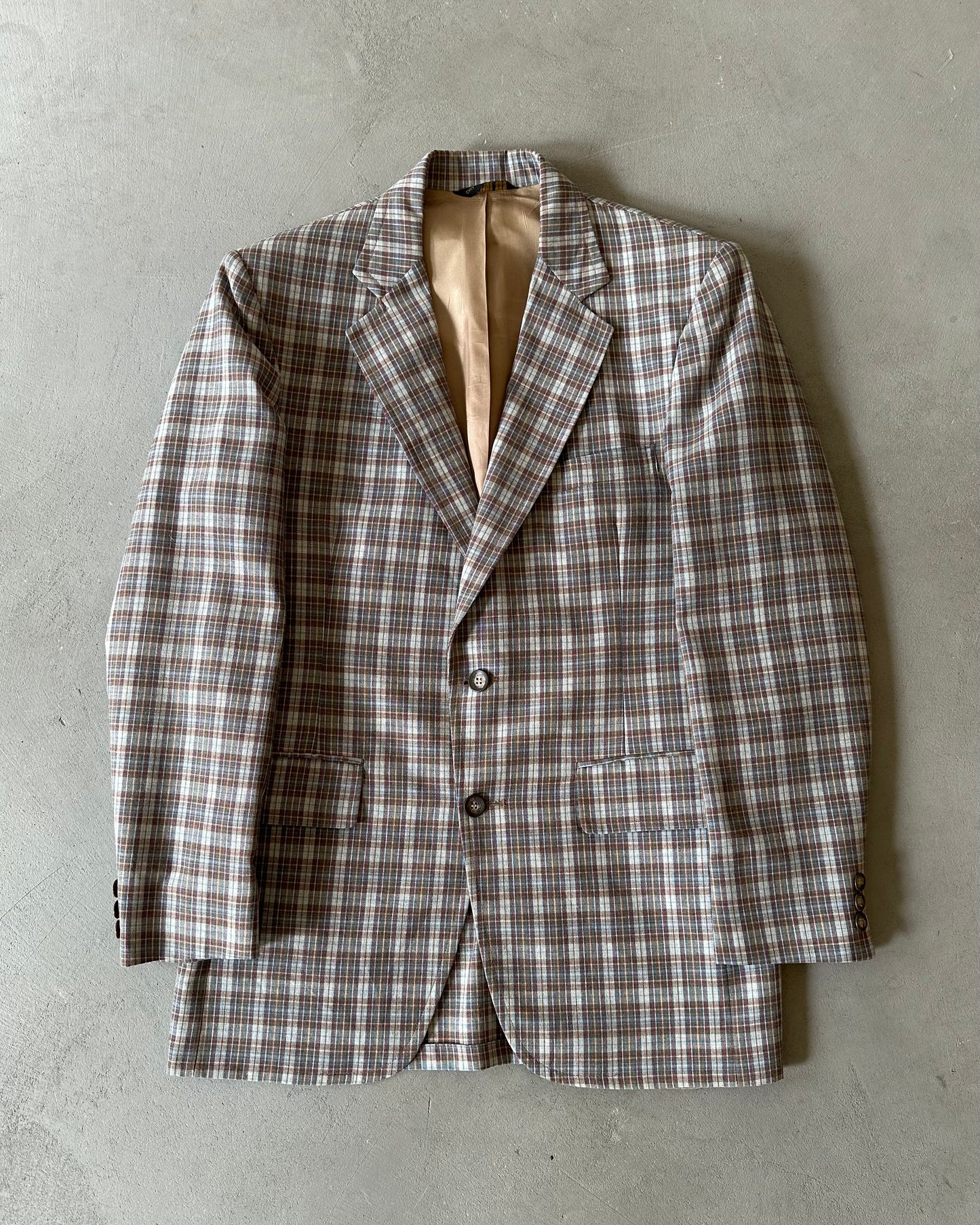 1970s - Blue/Brown YORKS Plaid Blazer - 40