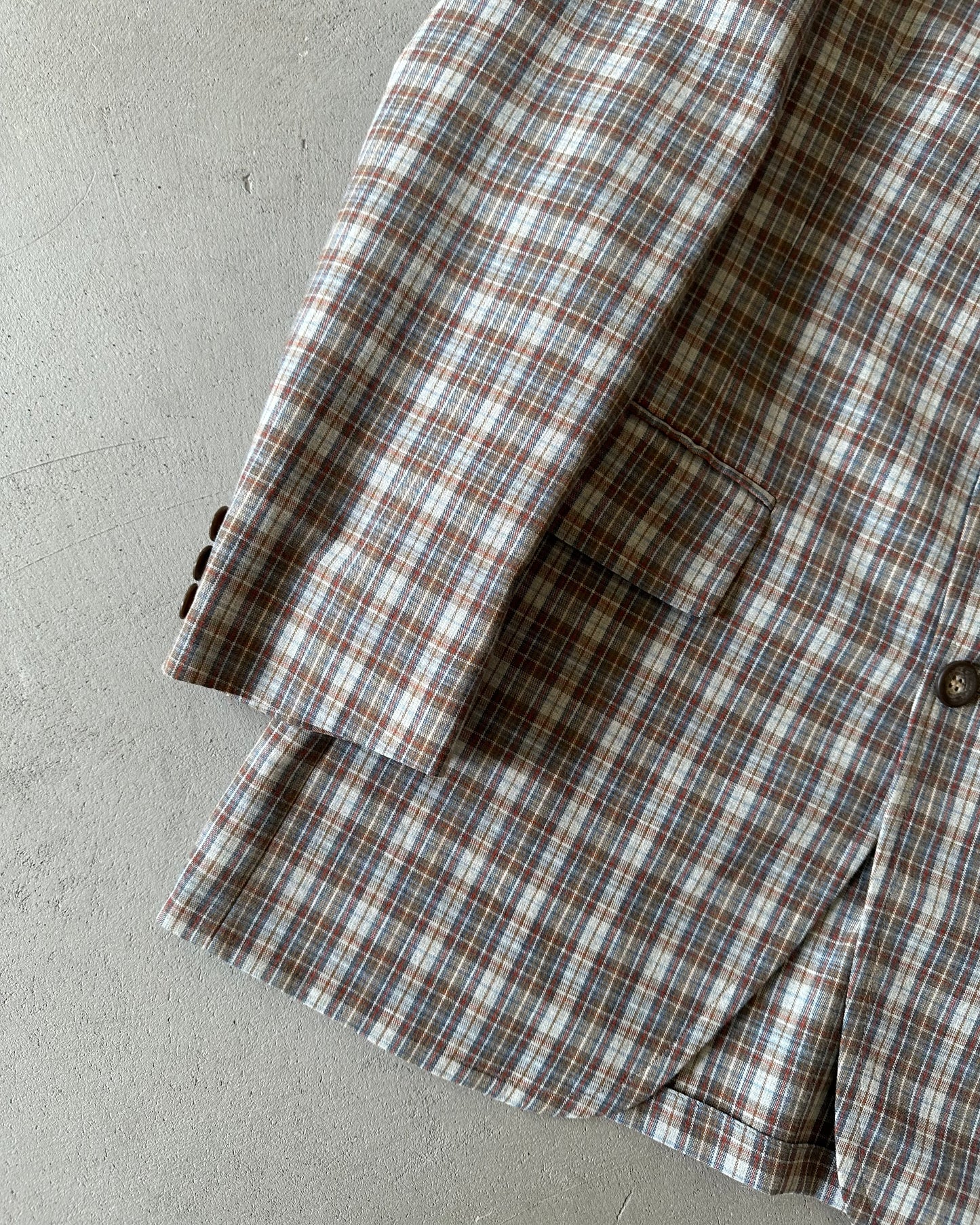 1970s - Blue/Brown YORKS Plaid Blazer - 40