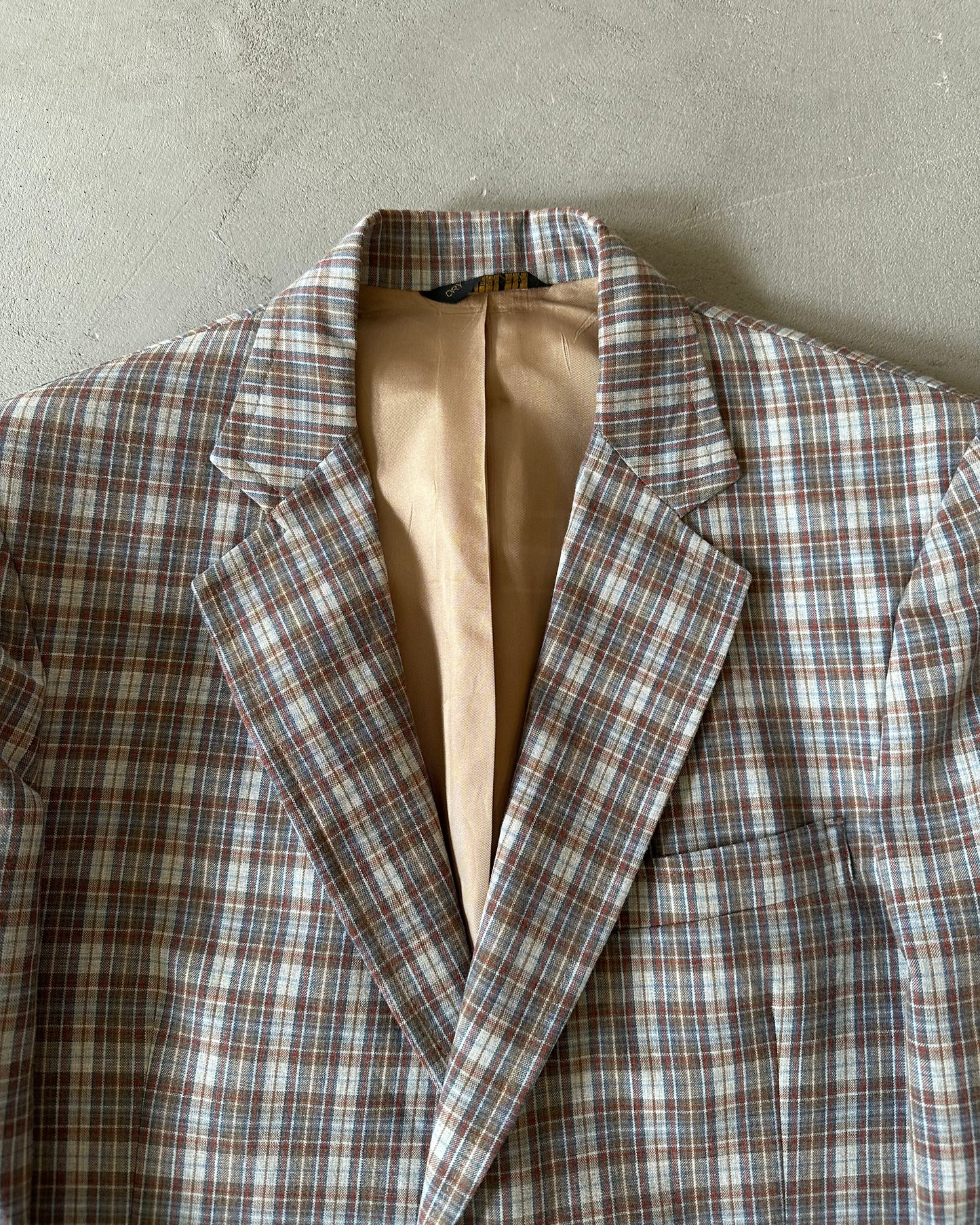 1970s - Blue/Brown YORKS Plaid Blazer - 40