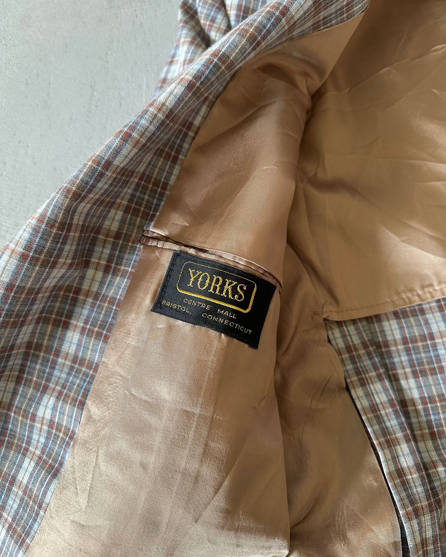 1970s - Blue/Brown YORKS Plaid Blazer - 40