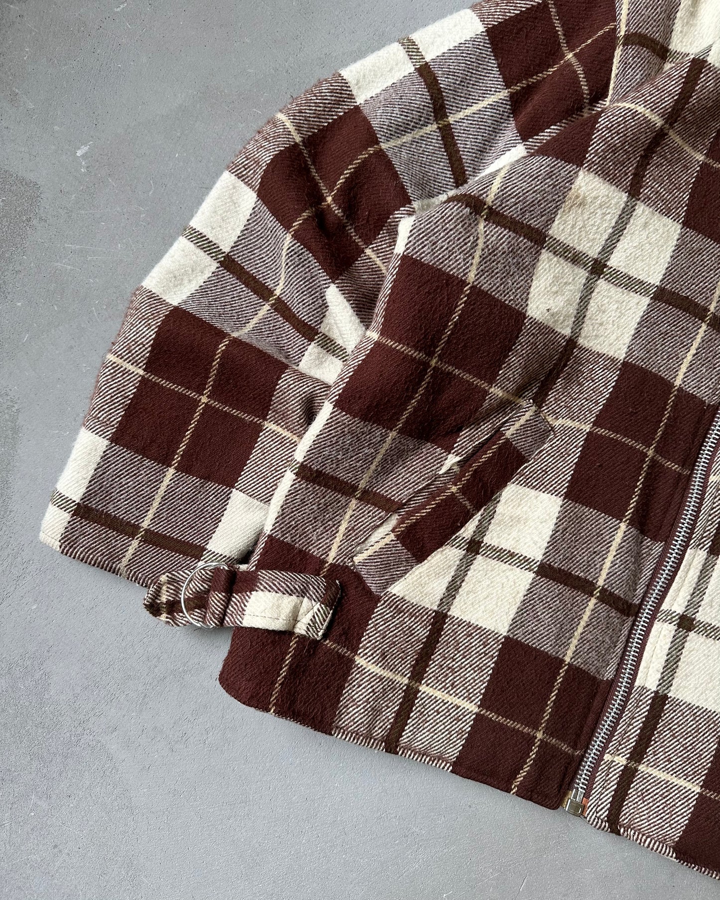 1970s - Brown Cream Plaid Jacket - L