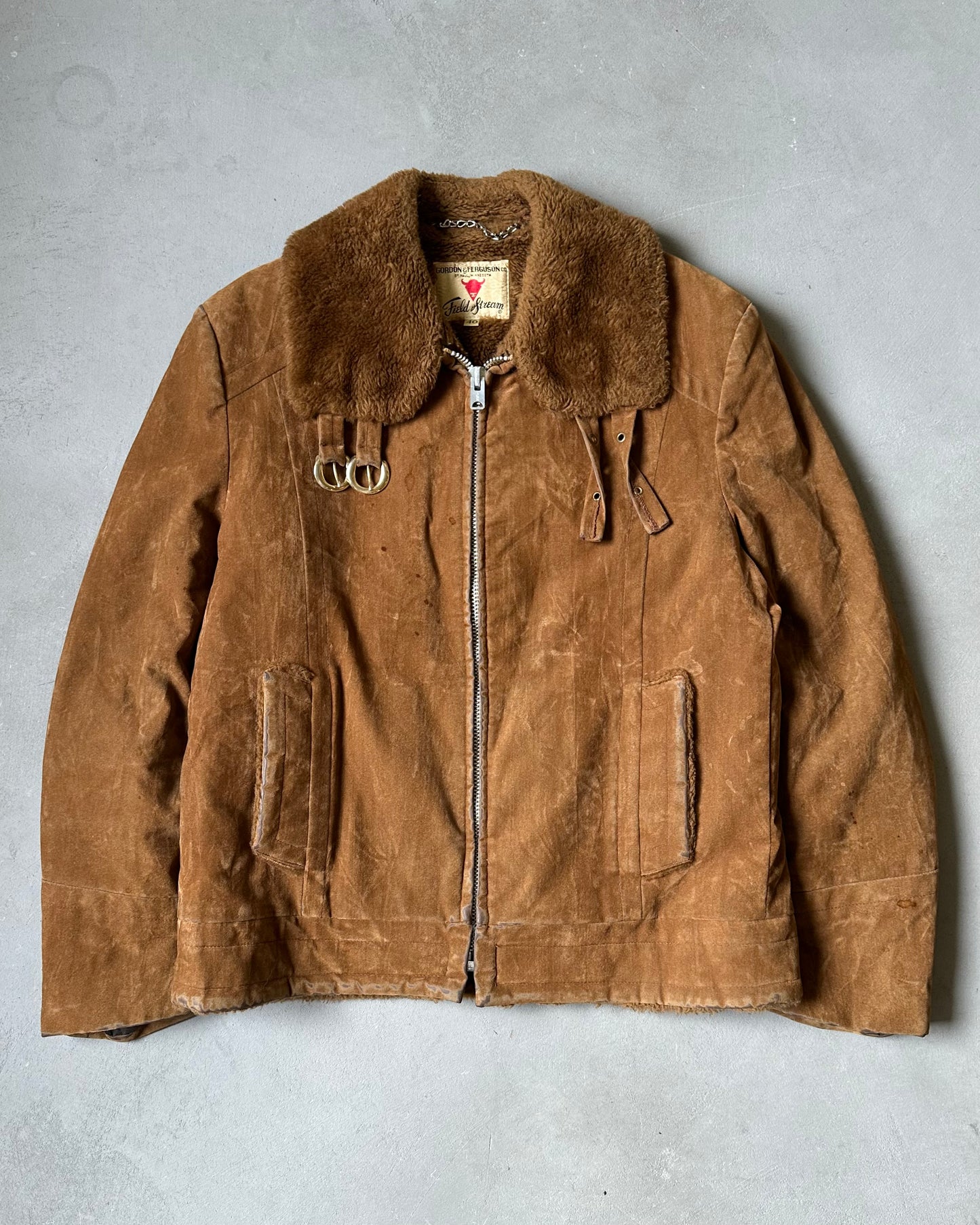 1970s - Brown Field Stream Faux Fur Jacket - M