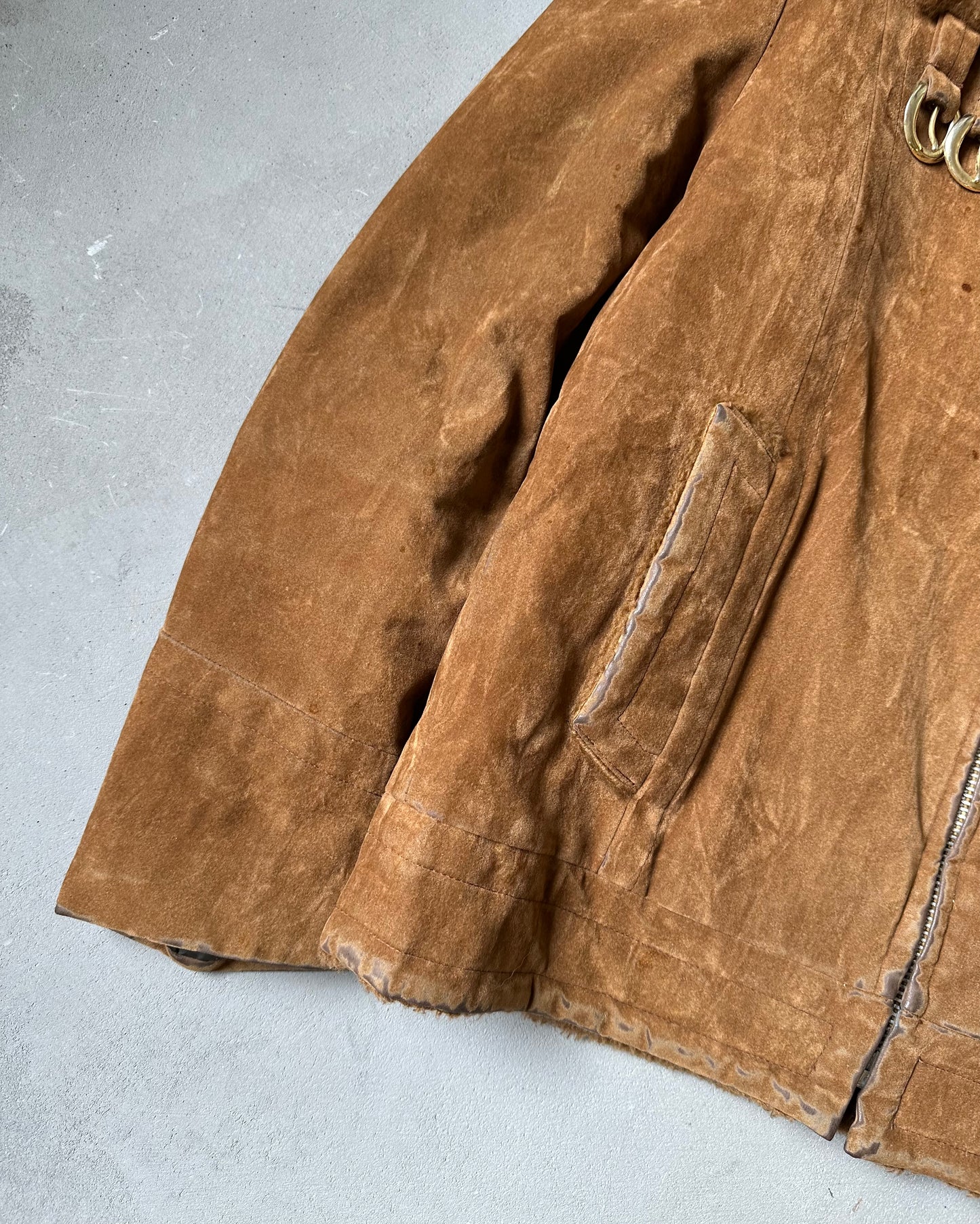 1970s - Brown Field Stream Faux Fur Jacket - M