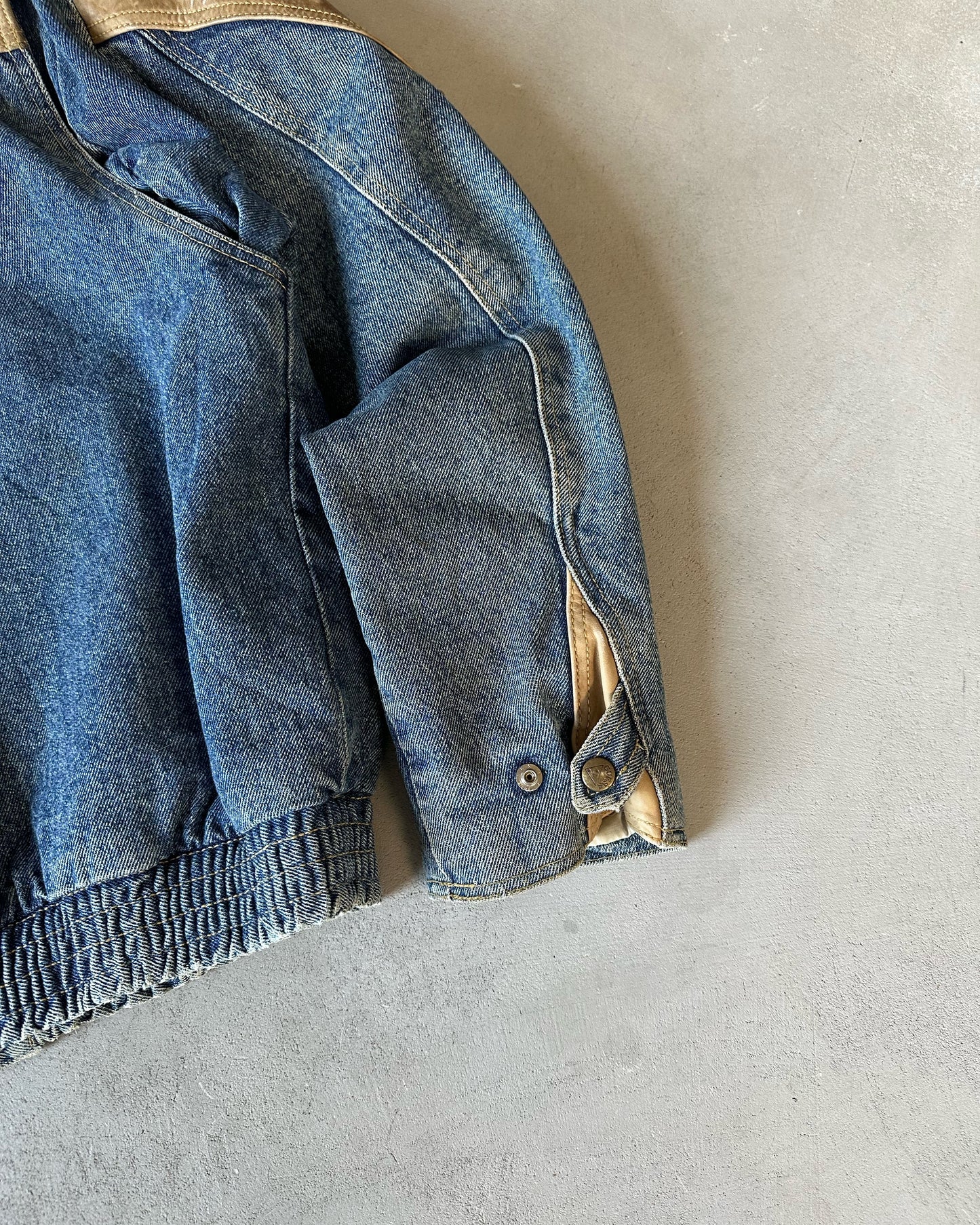 Années 80 - Blouson en cuir/jean style Western Guess Marciano - T. L
