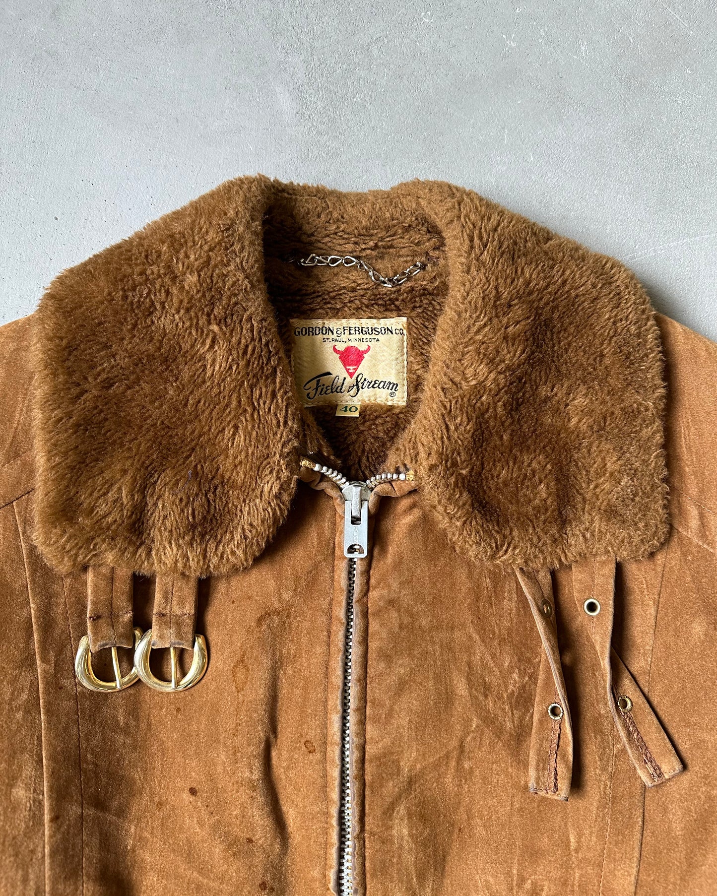 1970s - Brown Field Stream Faux Fur Jacket - M