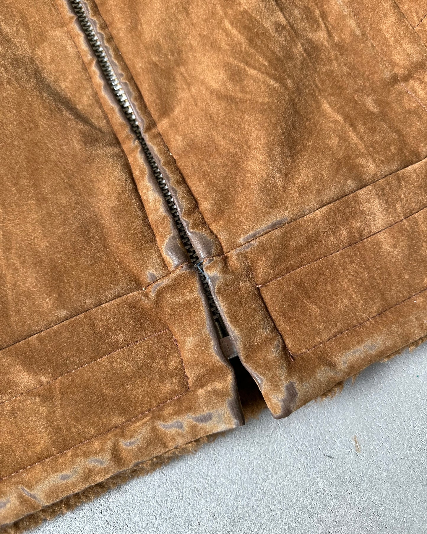 1970s - Brown Field Stream Faux Fur Jacket - M