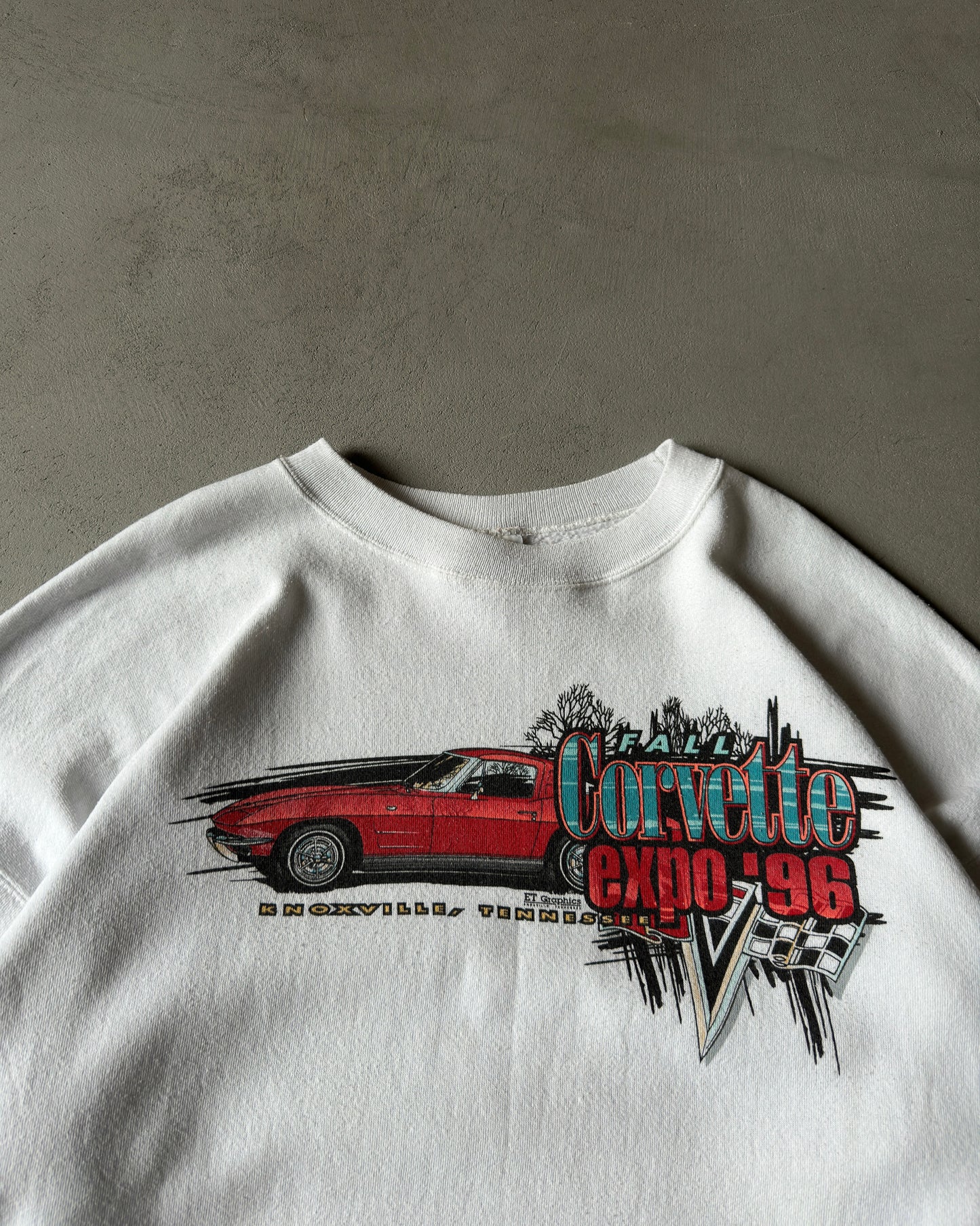 1990s - White Corvette Crewneck - XL