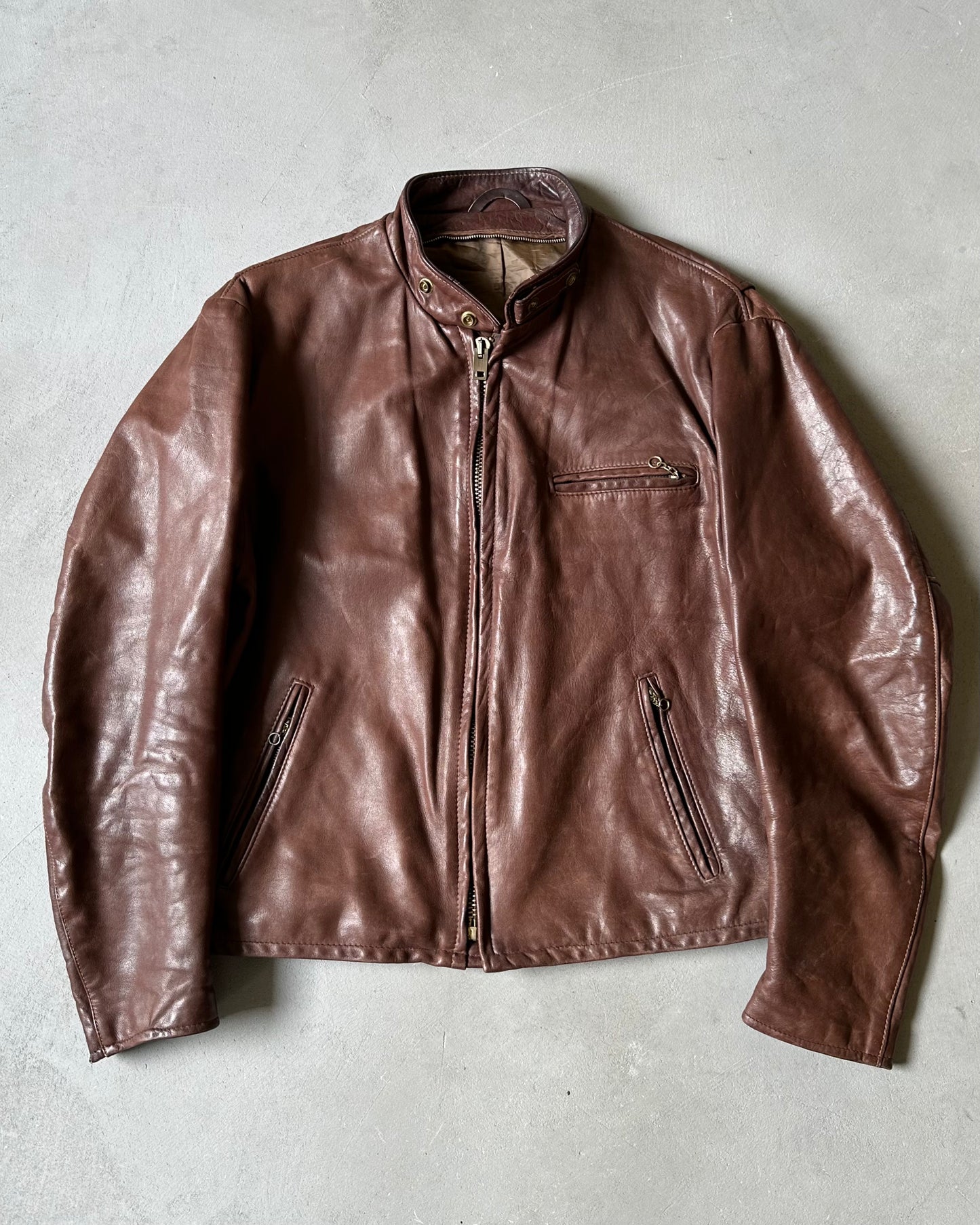 1970s - Brown Cafe Leather Jacket - L