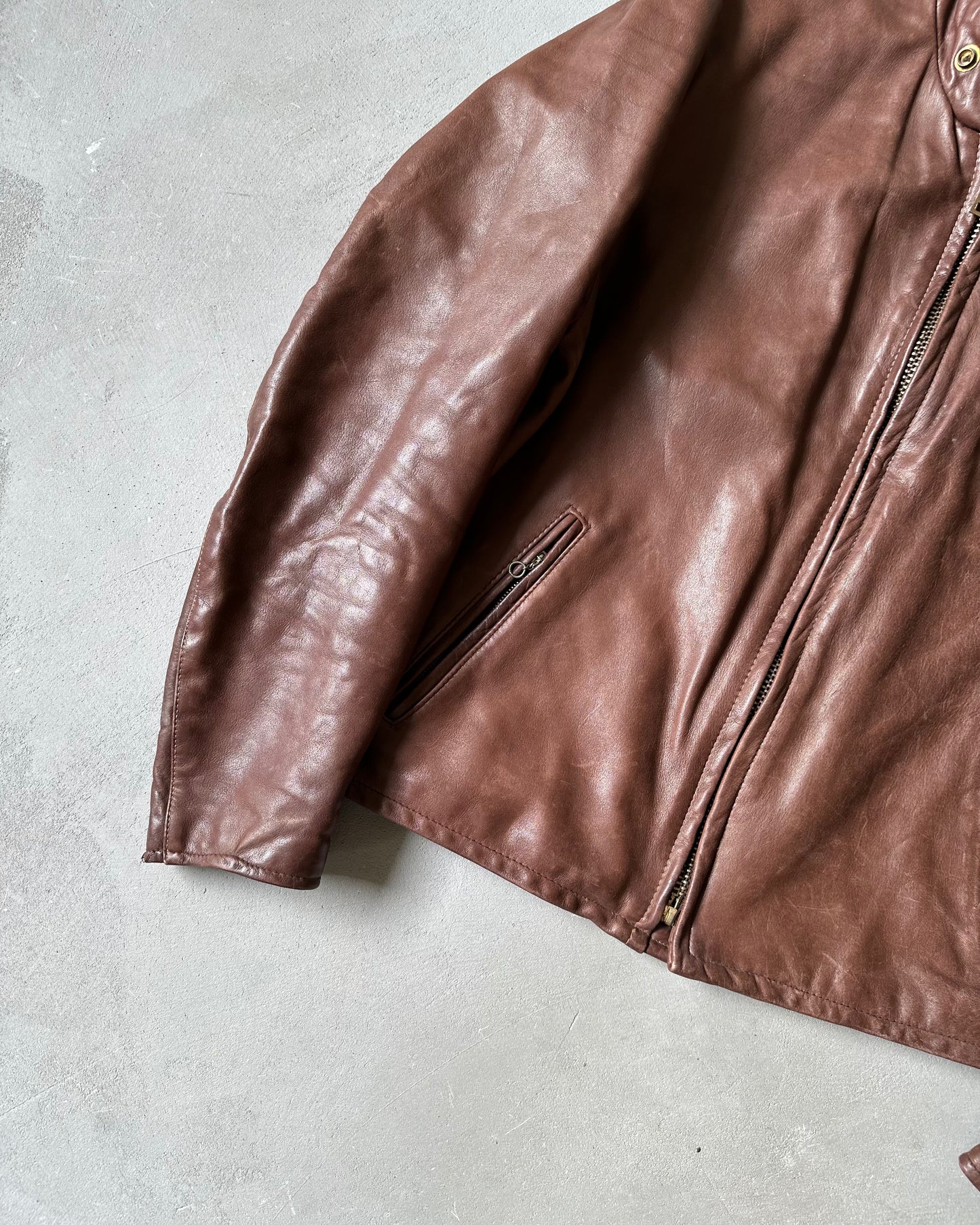1970s - Brown Cafe Leather Jacket - L