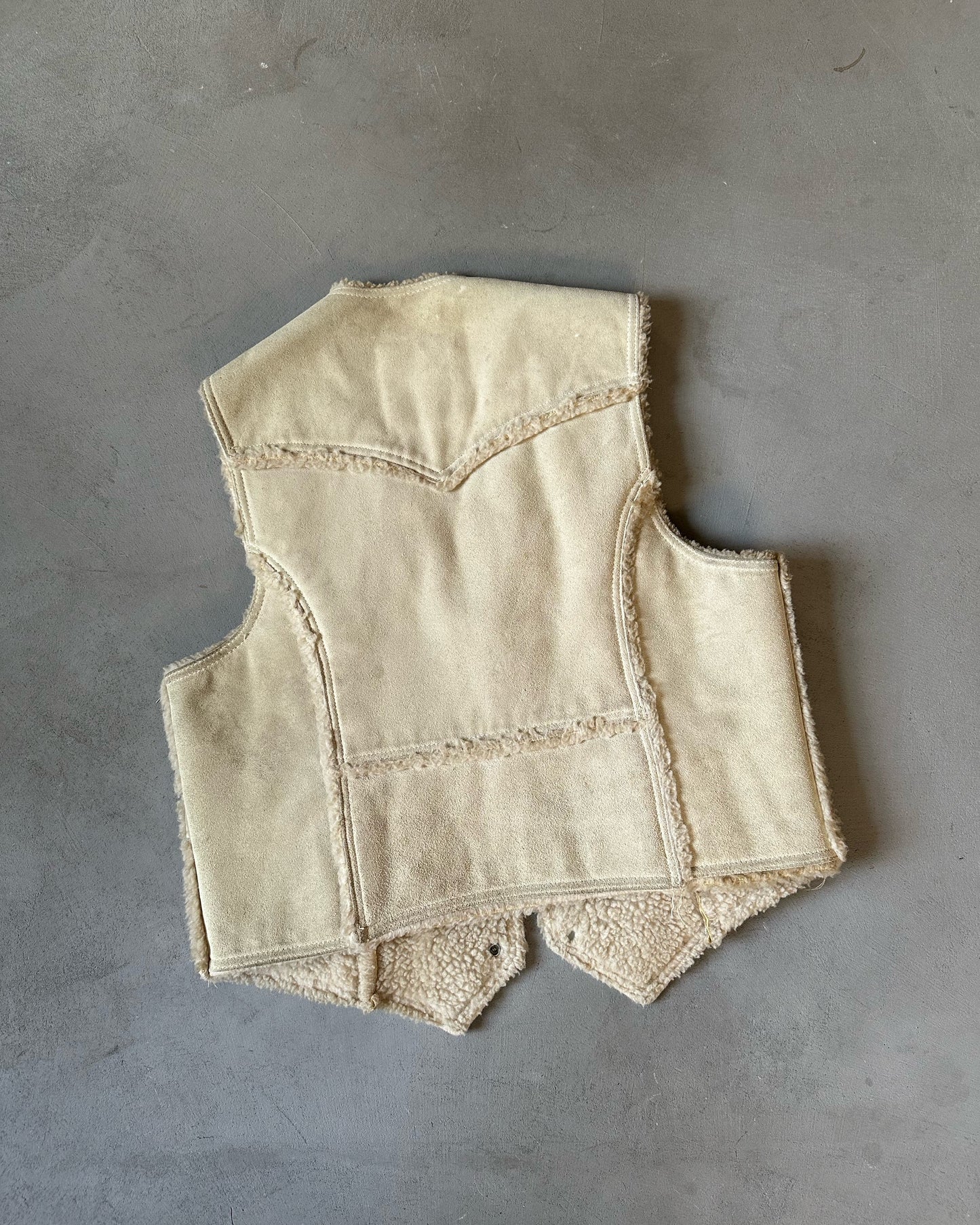 Années 80 - Gilet en daim/Sherpa crème - T L/XL