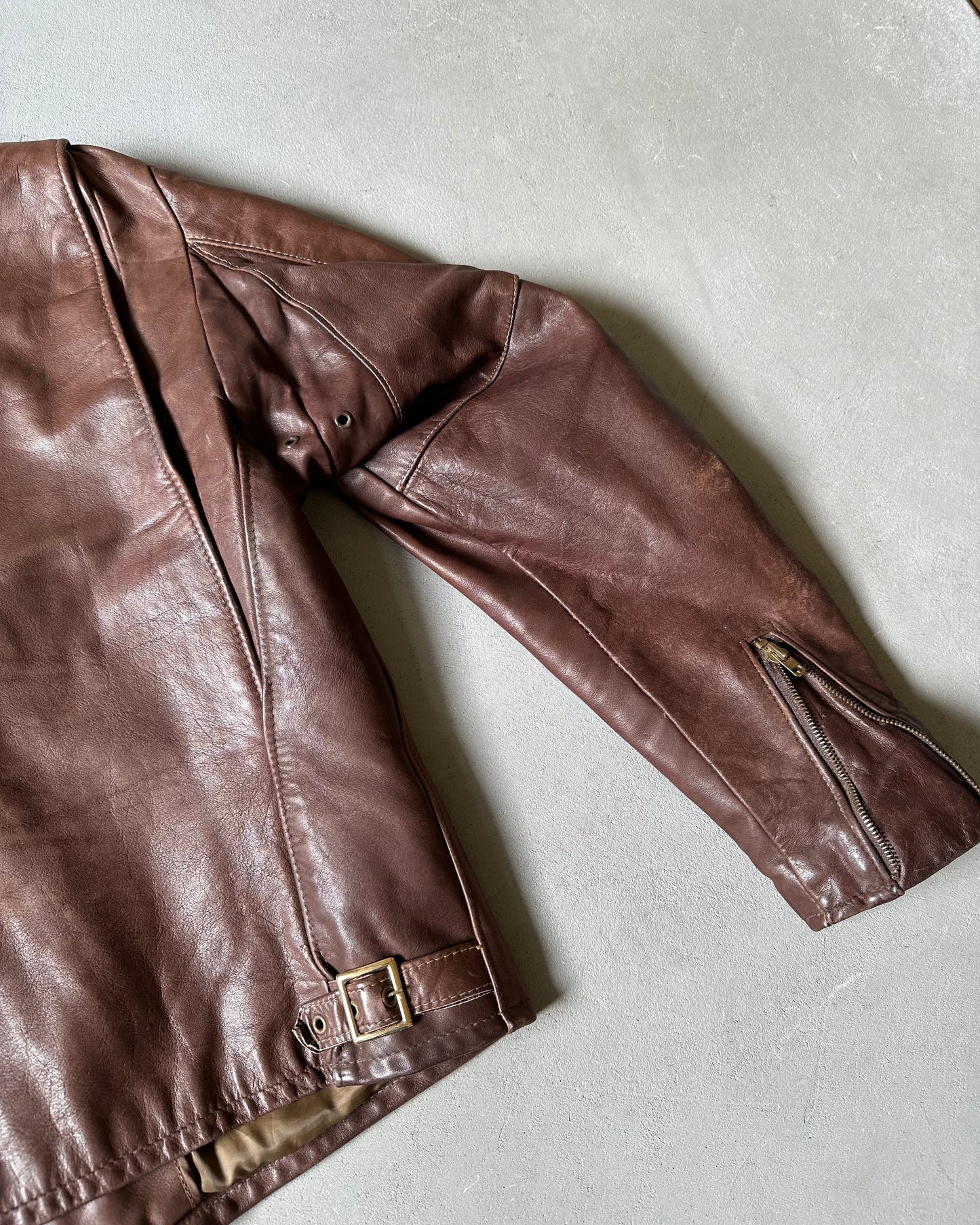 1970s - Brown Cafe Leather Jacket - L