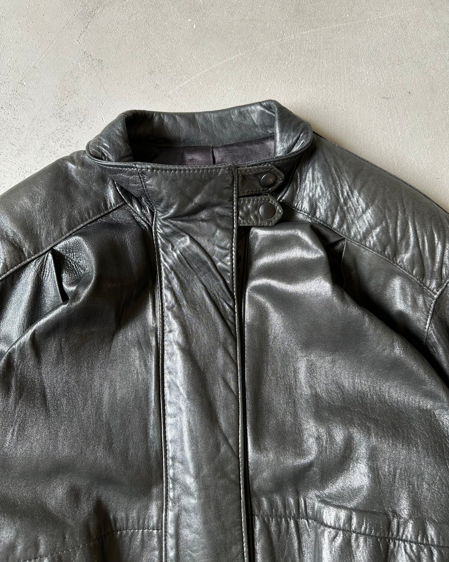 1990s - Black JEZ Women's Leather Jacket - (W)L