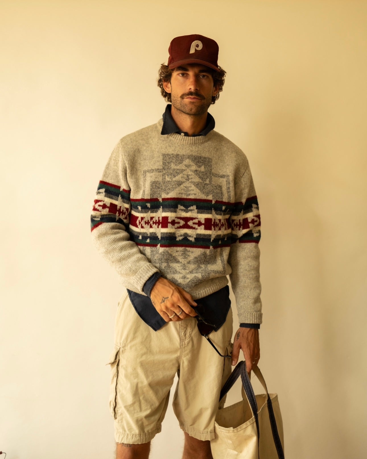 1980s - Grey Pendleton Aztec Sweater - L
