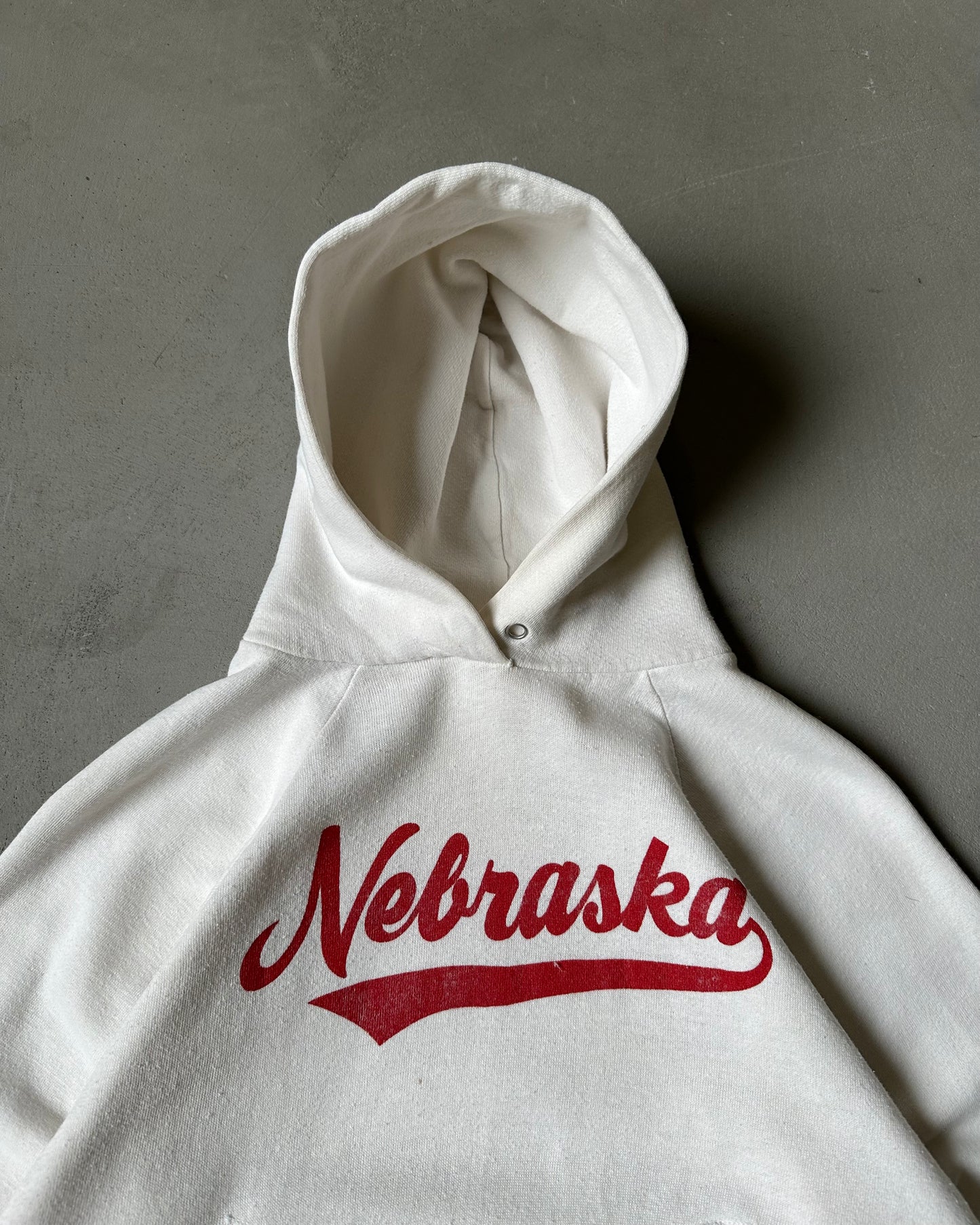 1970s - White Nebraska Hoodie - XS