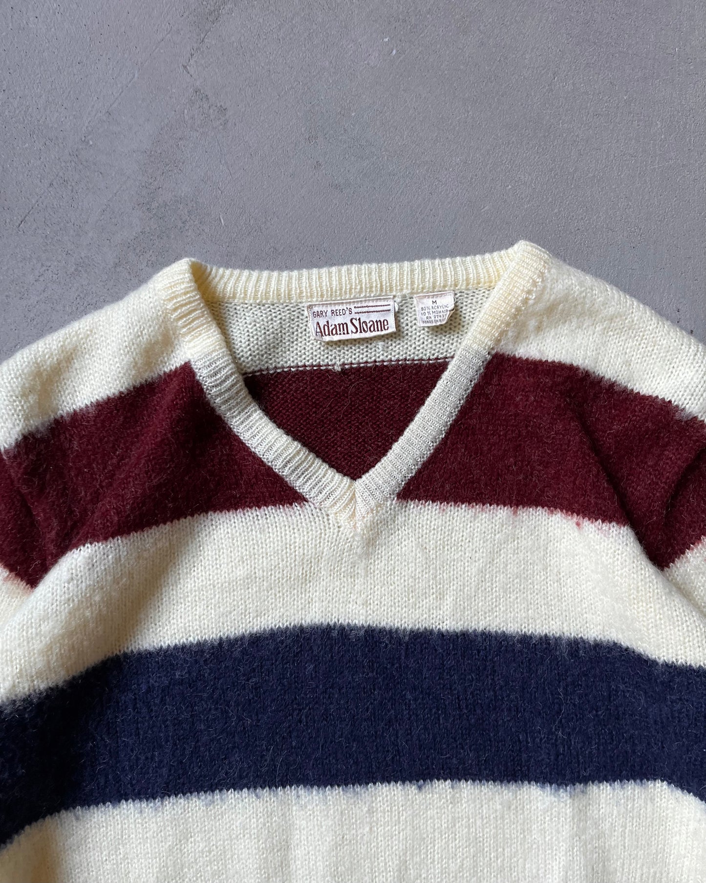 Années 80 - Pull Rayé Crème/Marine - M