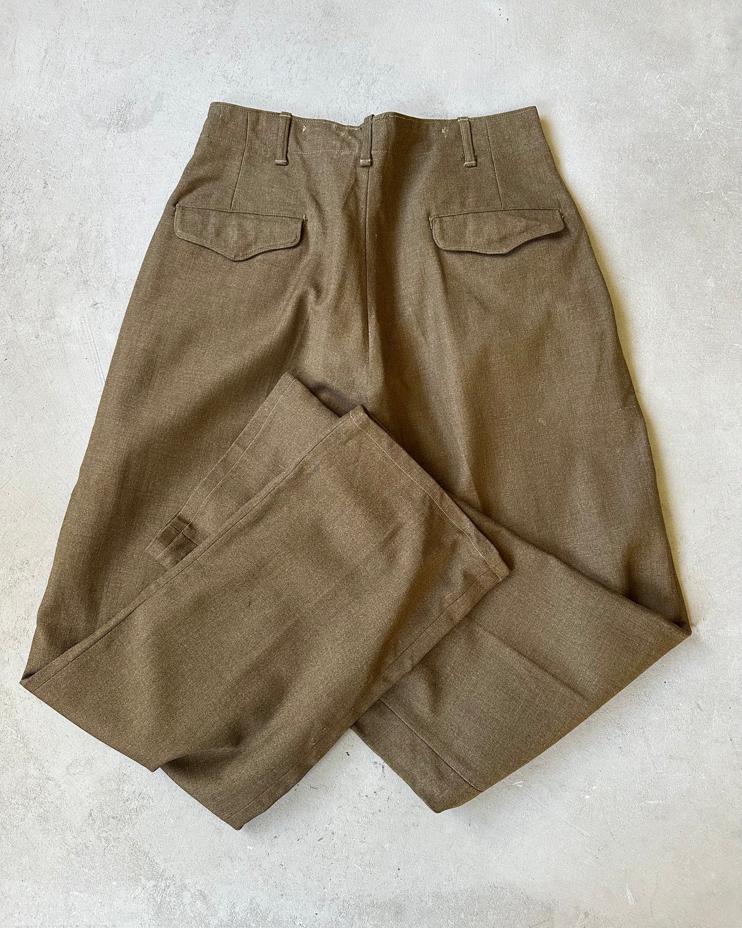 1940s - Brown Military Wool Trousers - 33x33