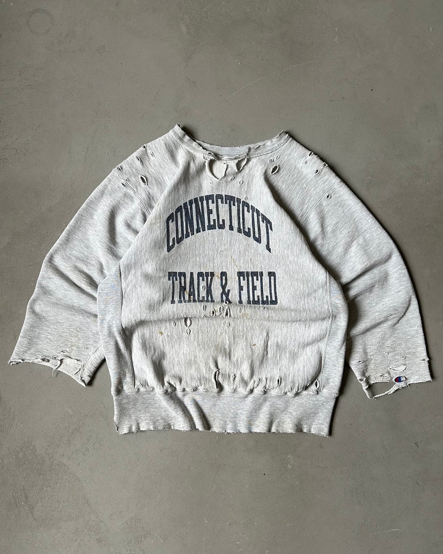 1980s - Distressed Grey Track Champion RW Crewneck - M