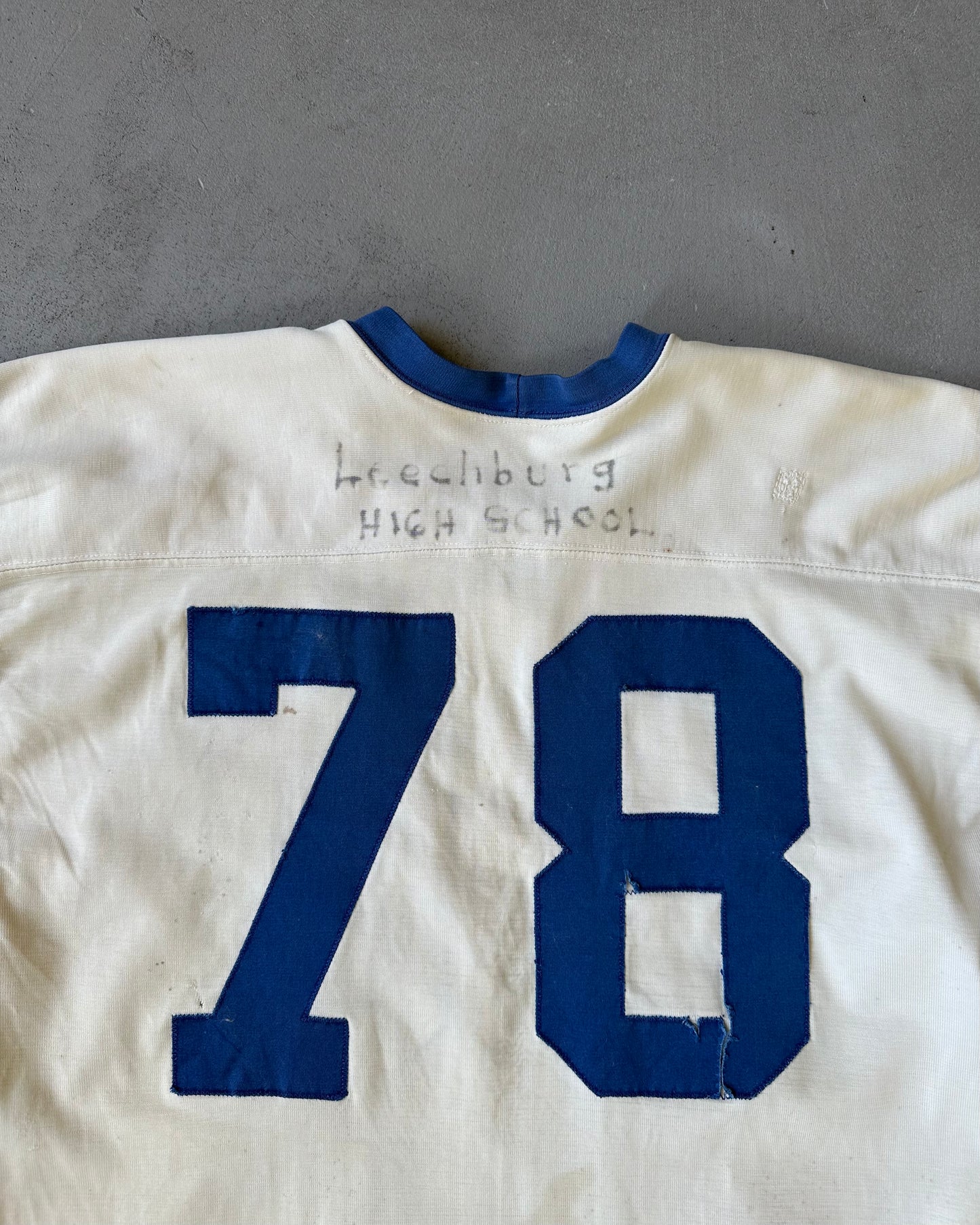 1960s - White/Blue 78 Repaired Jersey - XL