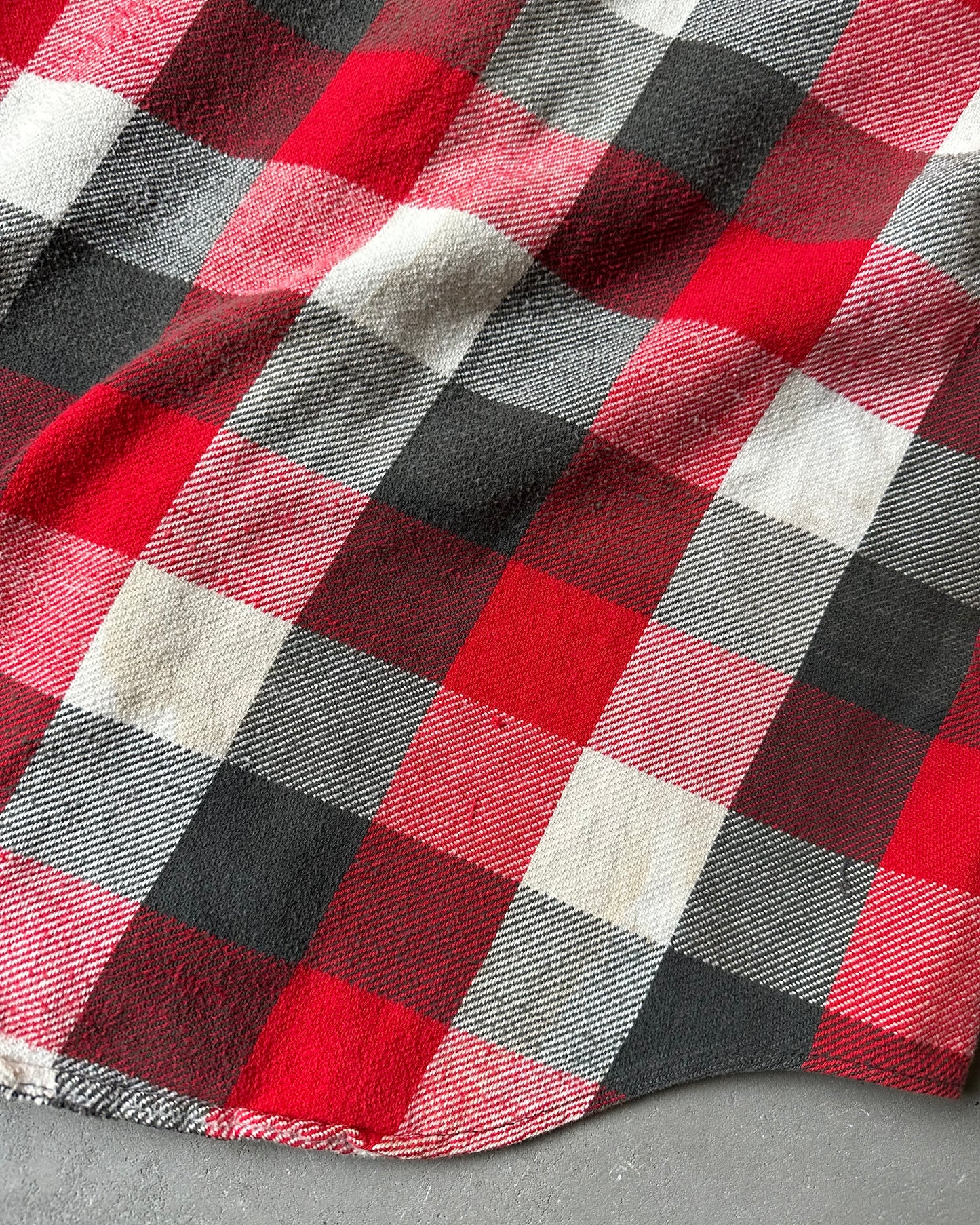 1980s - Distressed Red/Black Plaid Flannel - L