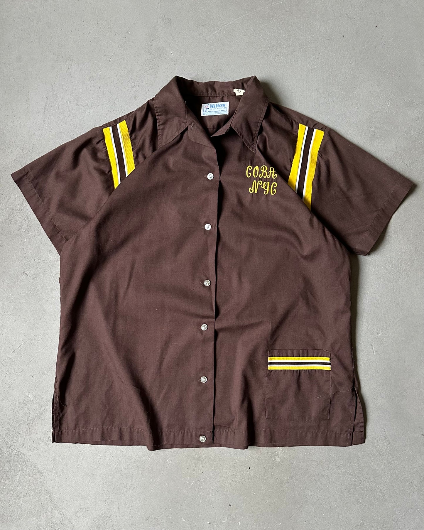 1970s - Brown/Yellow "Shirley" Women's Bowling Shirt - (W)L