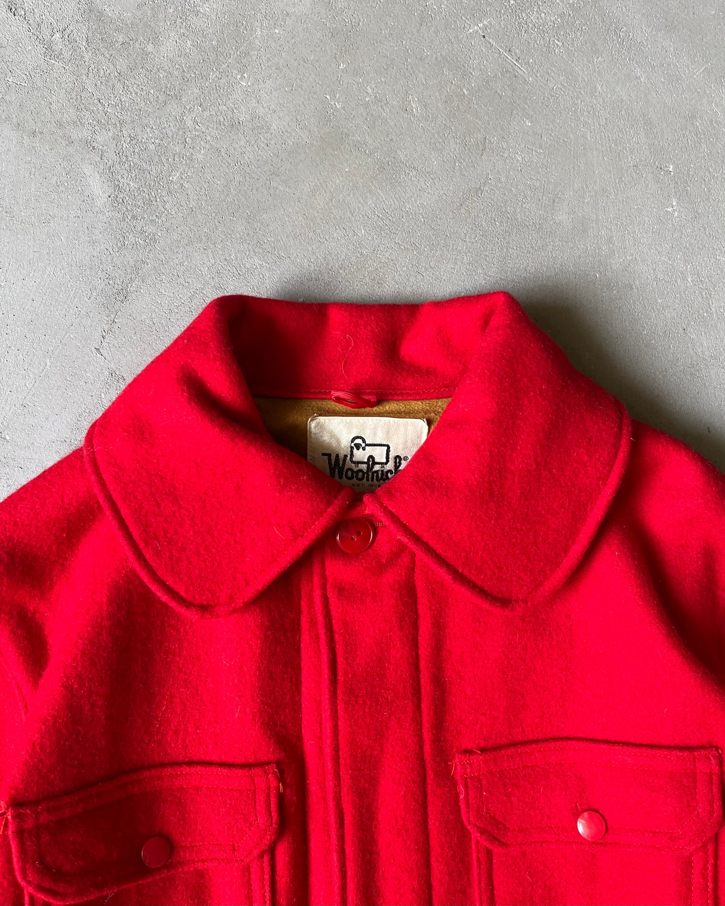 Années 1980 - Veste de chasse Woolrich rouge en laine - Taille L