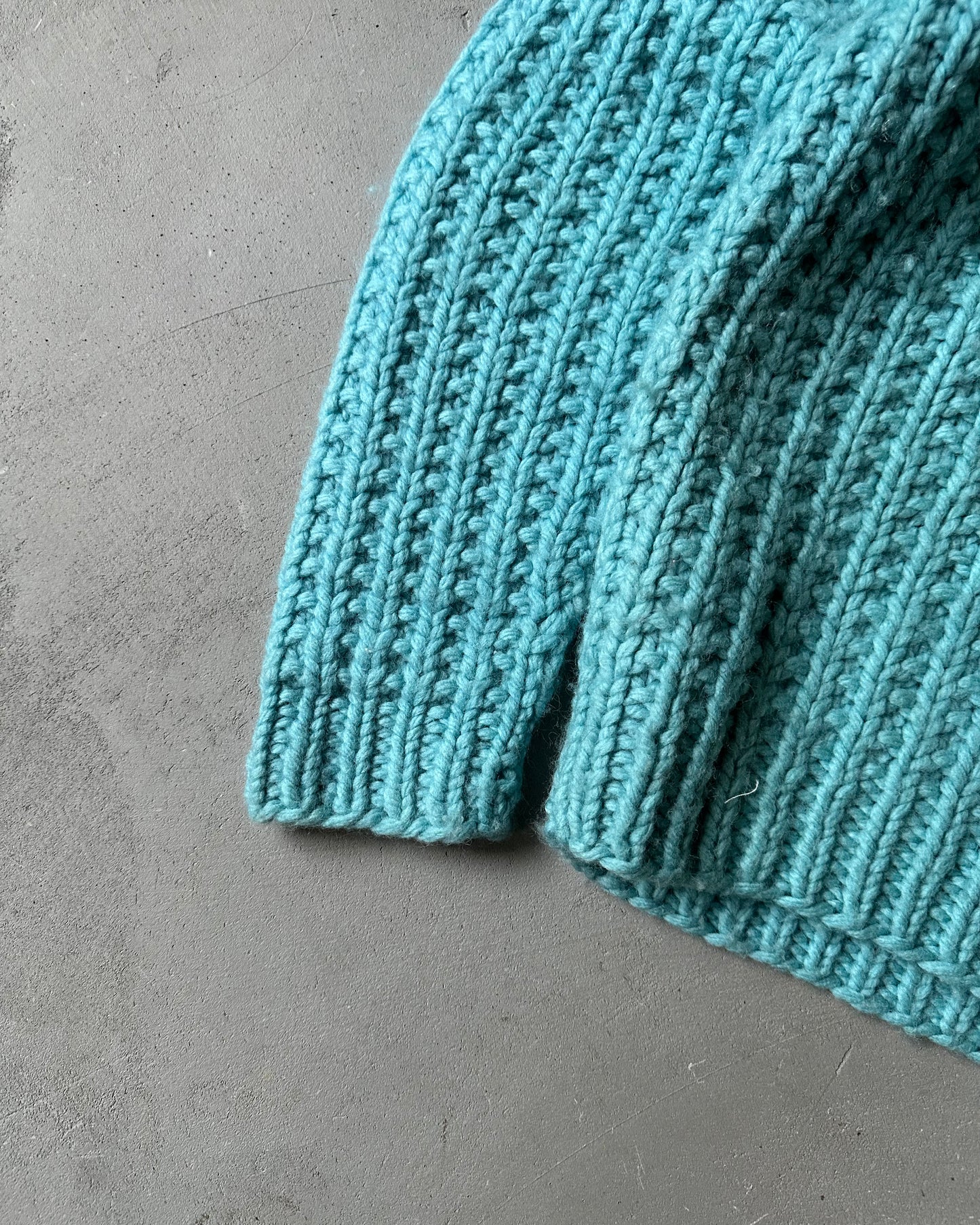 1980s - Aqua Handknit Sweater - M
