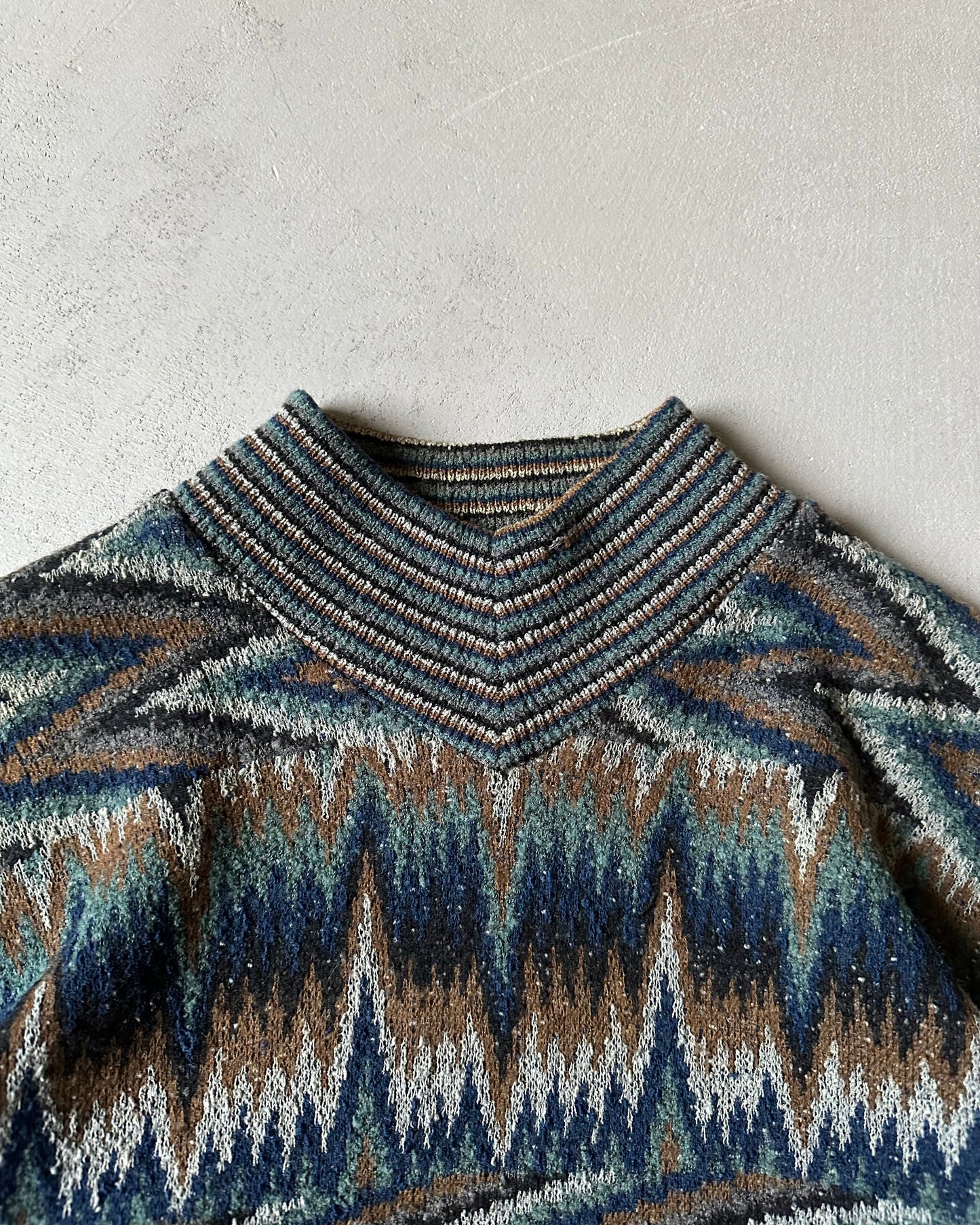 1960s - Blue/Brown Neiman Marcus Sweater - L