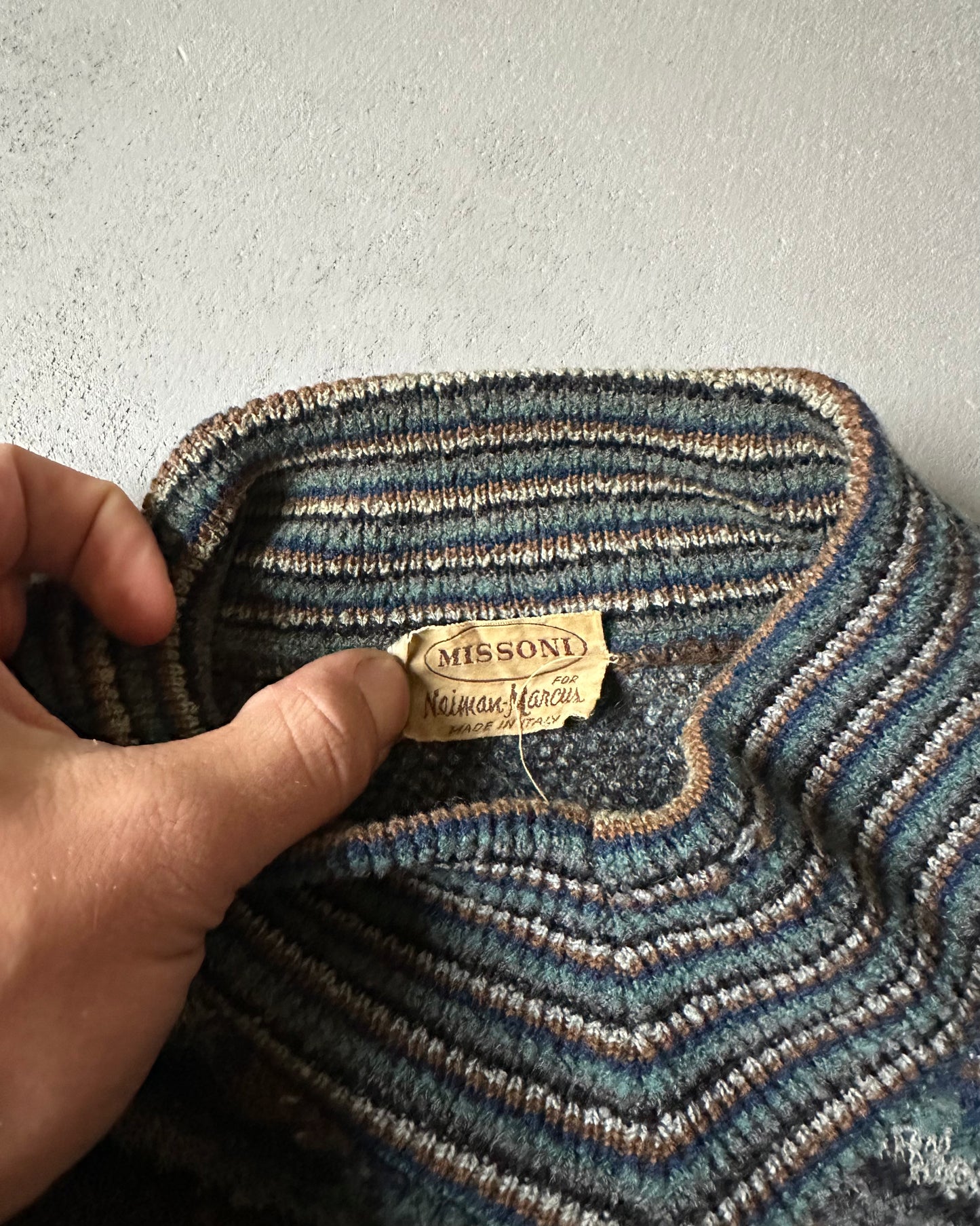 1960s - Blue/Brown Neiman Marcus Sweater - L