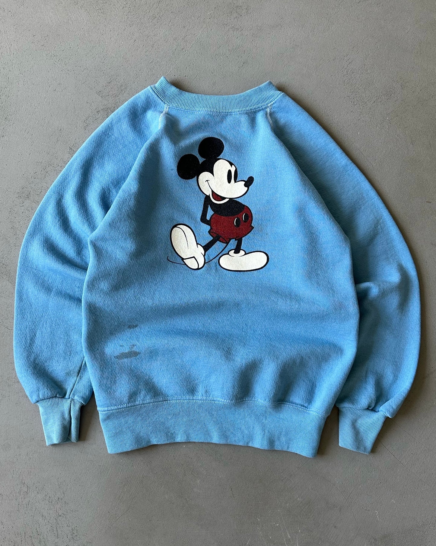 1980s - Light Blue Mickey Mouse Crewneck - (W)XS