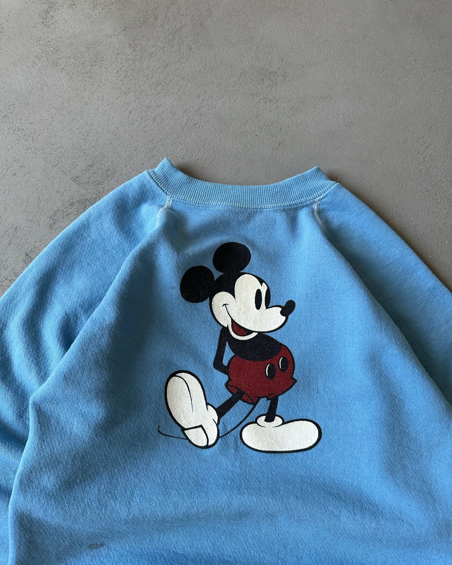 1980s - Light Blue Mickey Mouse Crewneck - (W)XS