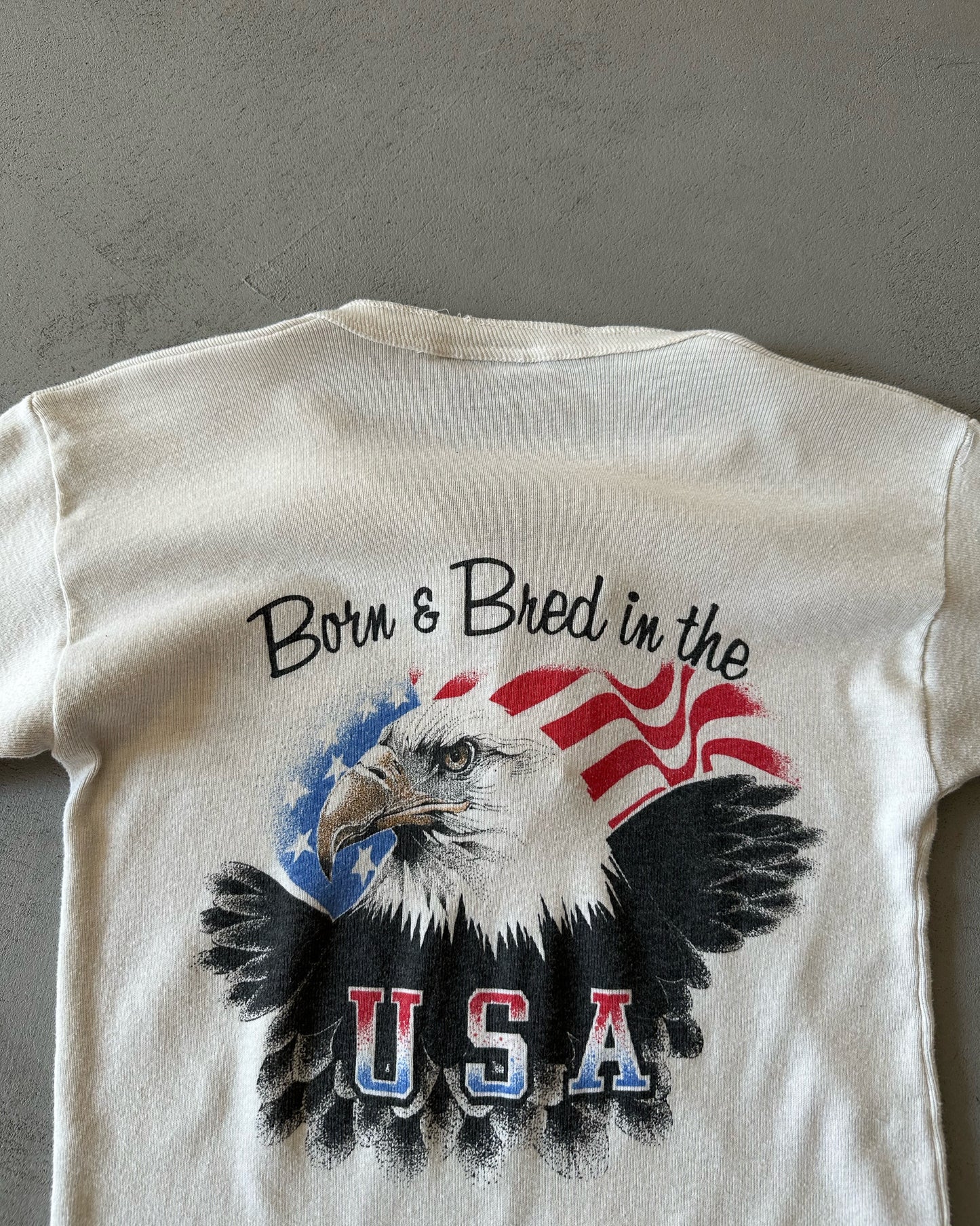 1980s - Cream American Made Henley Longsleeve - XS