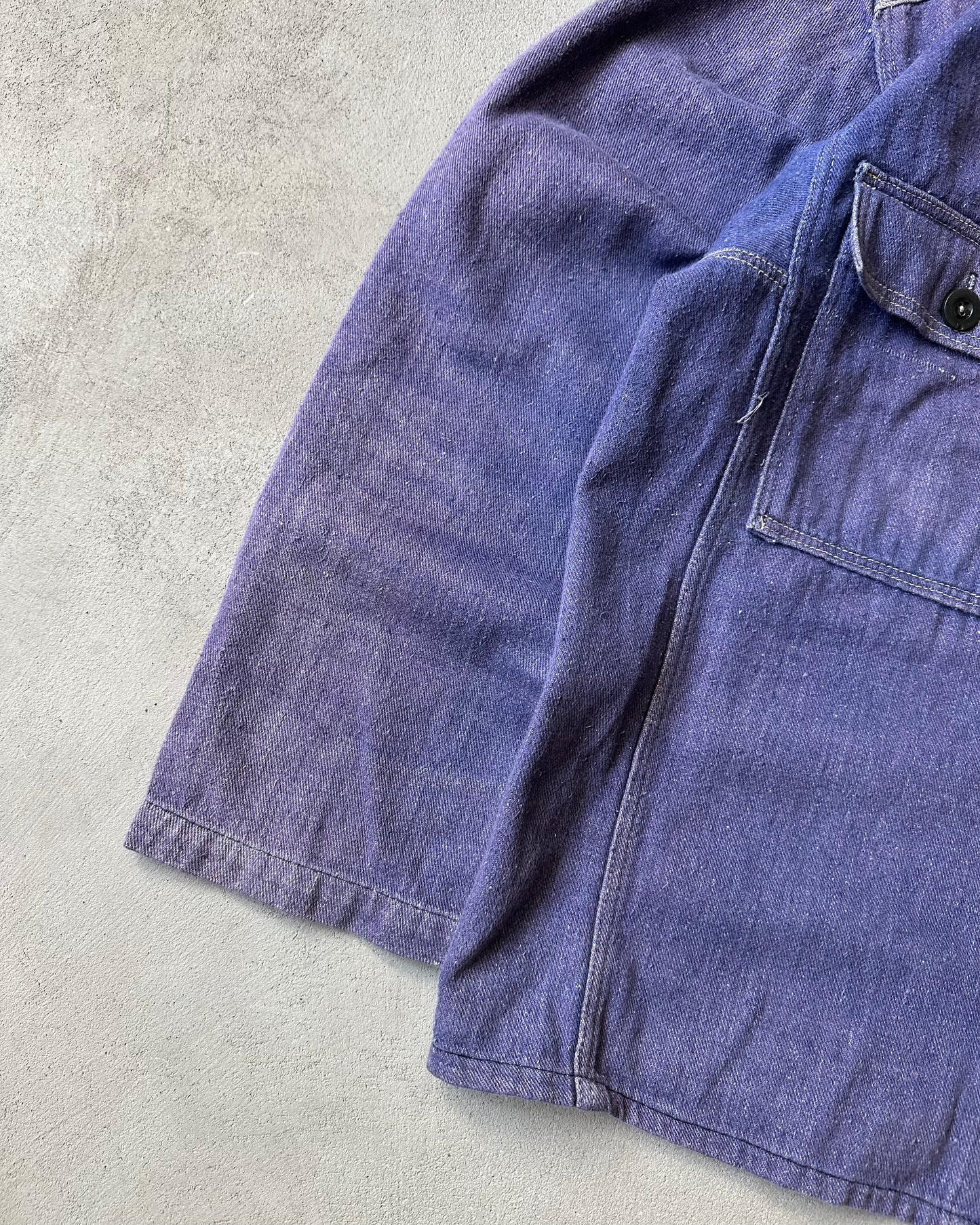 Années 1960 - Veste de Travail en Jean Violet Délavé - T.S.