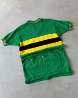 1960s - Distressed Green/Yellow Cycling Jersey - S