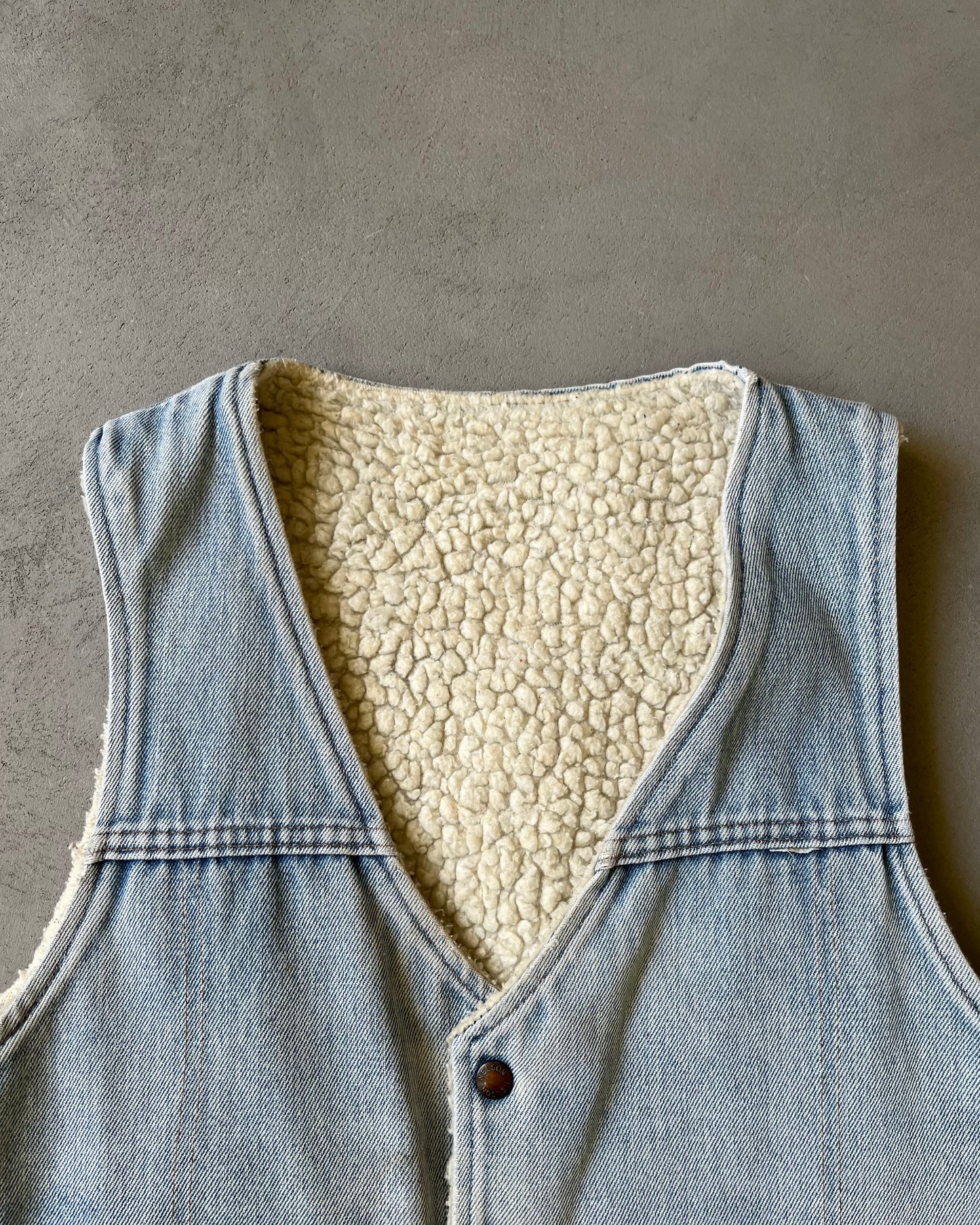 1980s - Distressed Nelson Denim Vest - M