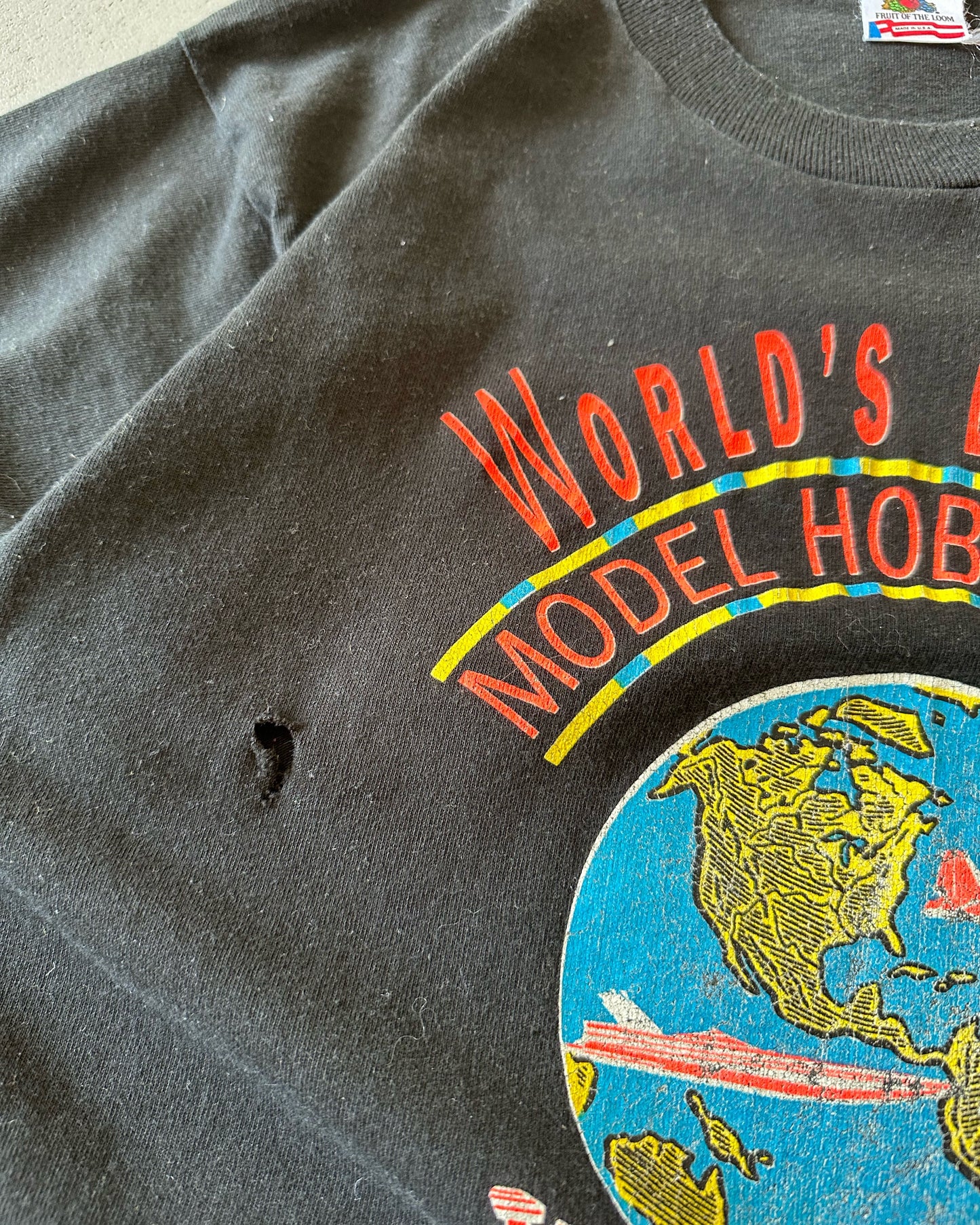 1990s - Distressed Black Chicago T-Shirt - M