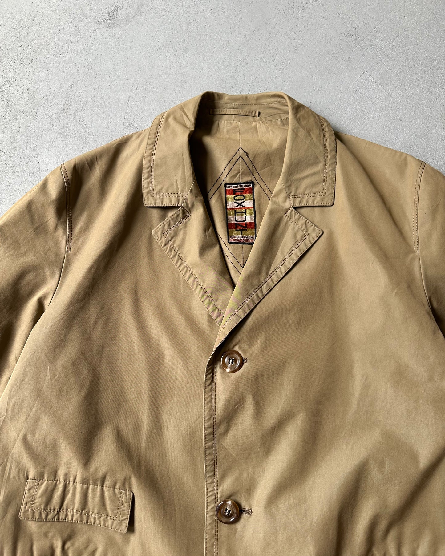 1980s - Light Brown Fox Hunt Trench Coat - L