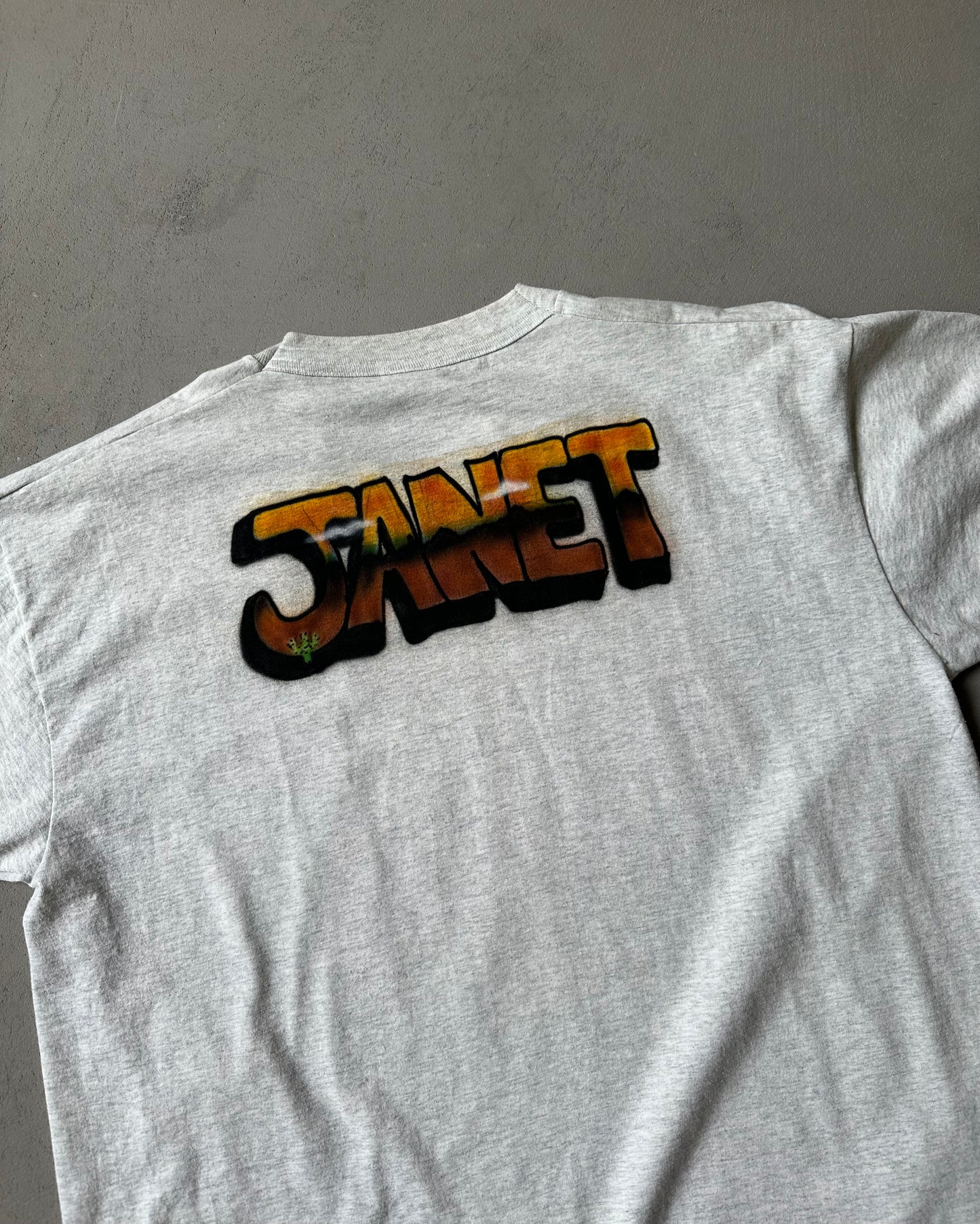 1990s - Ash Grey "JANET" Air Brush T-Shirt - XL