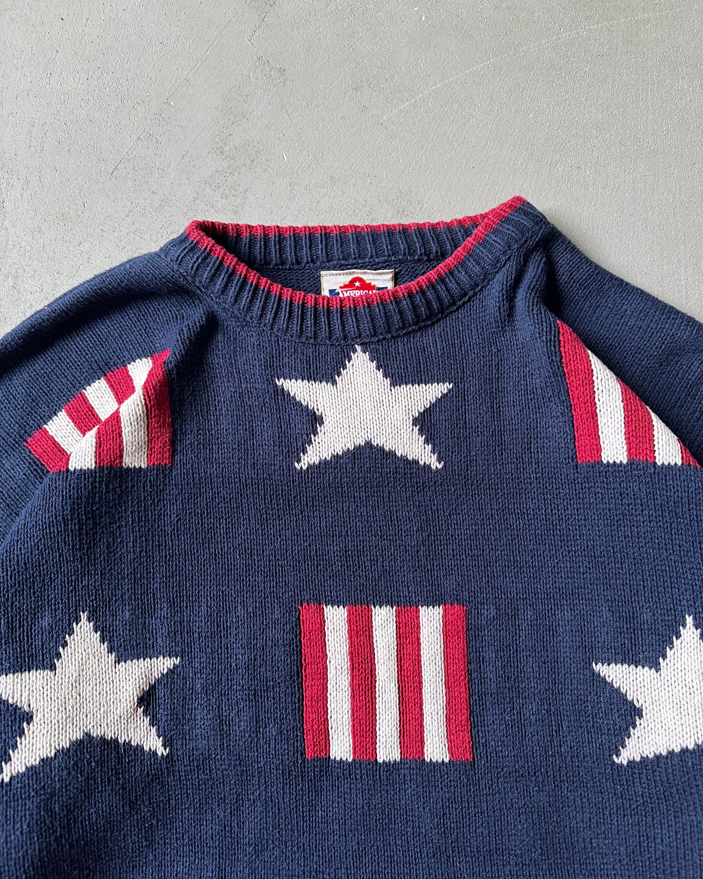 1990s - Navy/Red USA Sweater - L
