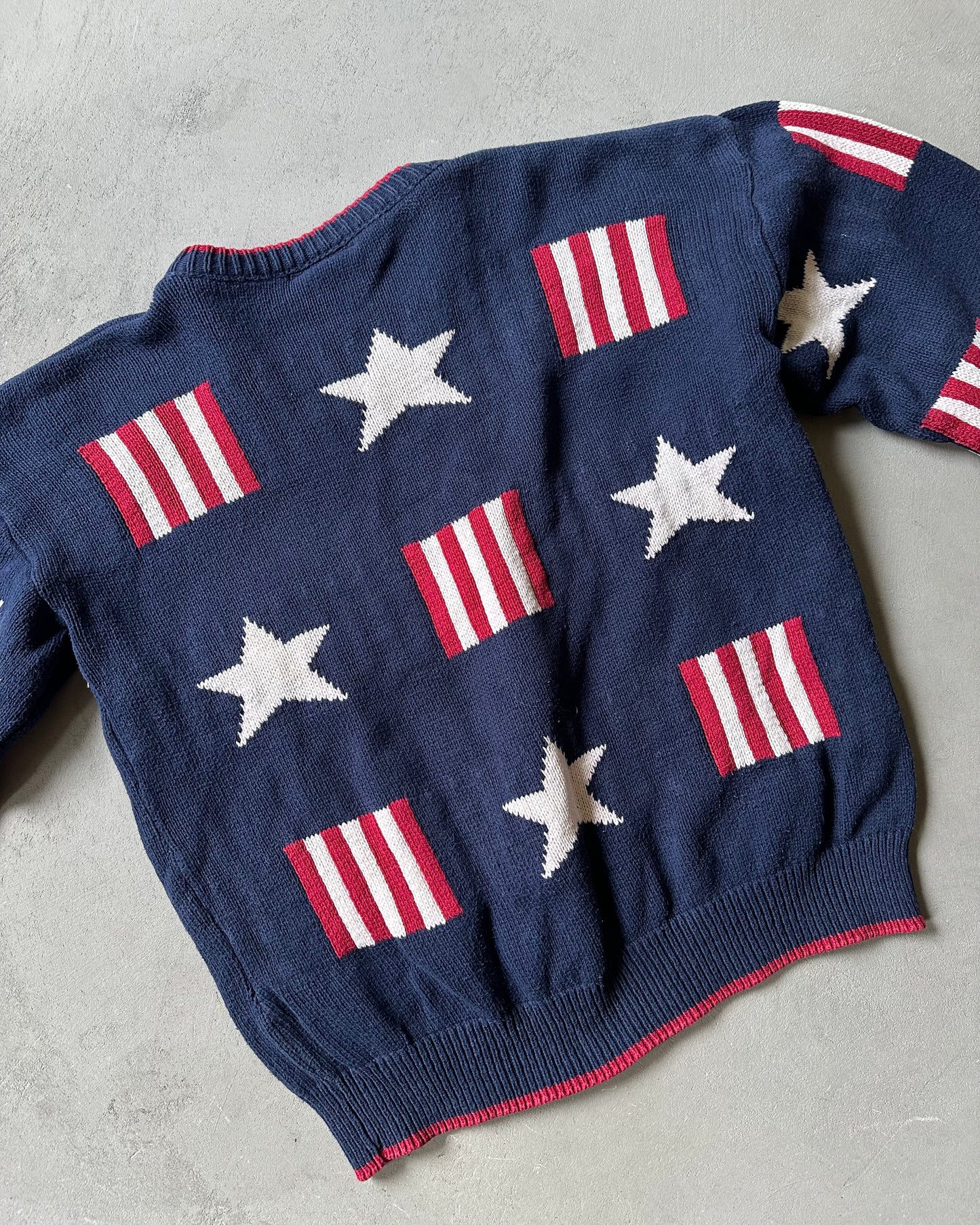 1990s - Navy/Red USA Sweater - L