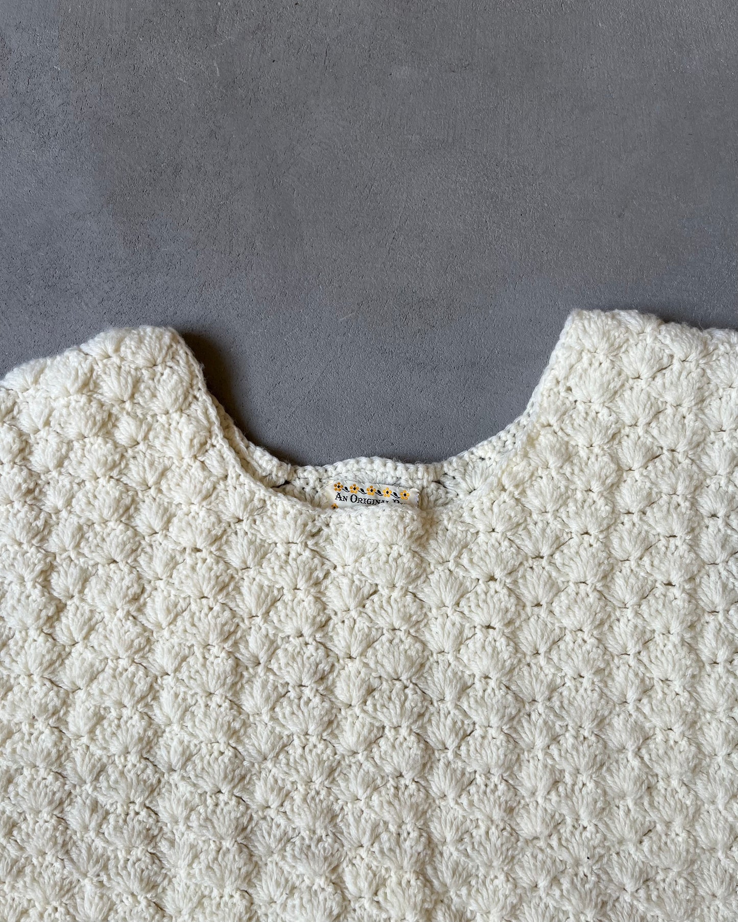 Années 80 - Gilet sans manches tricoté main crème - (F)L